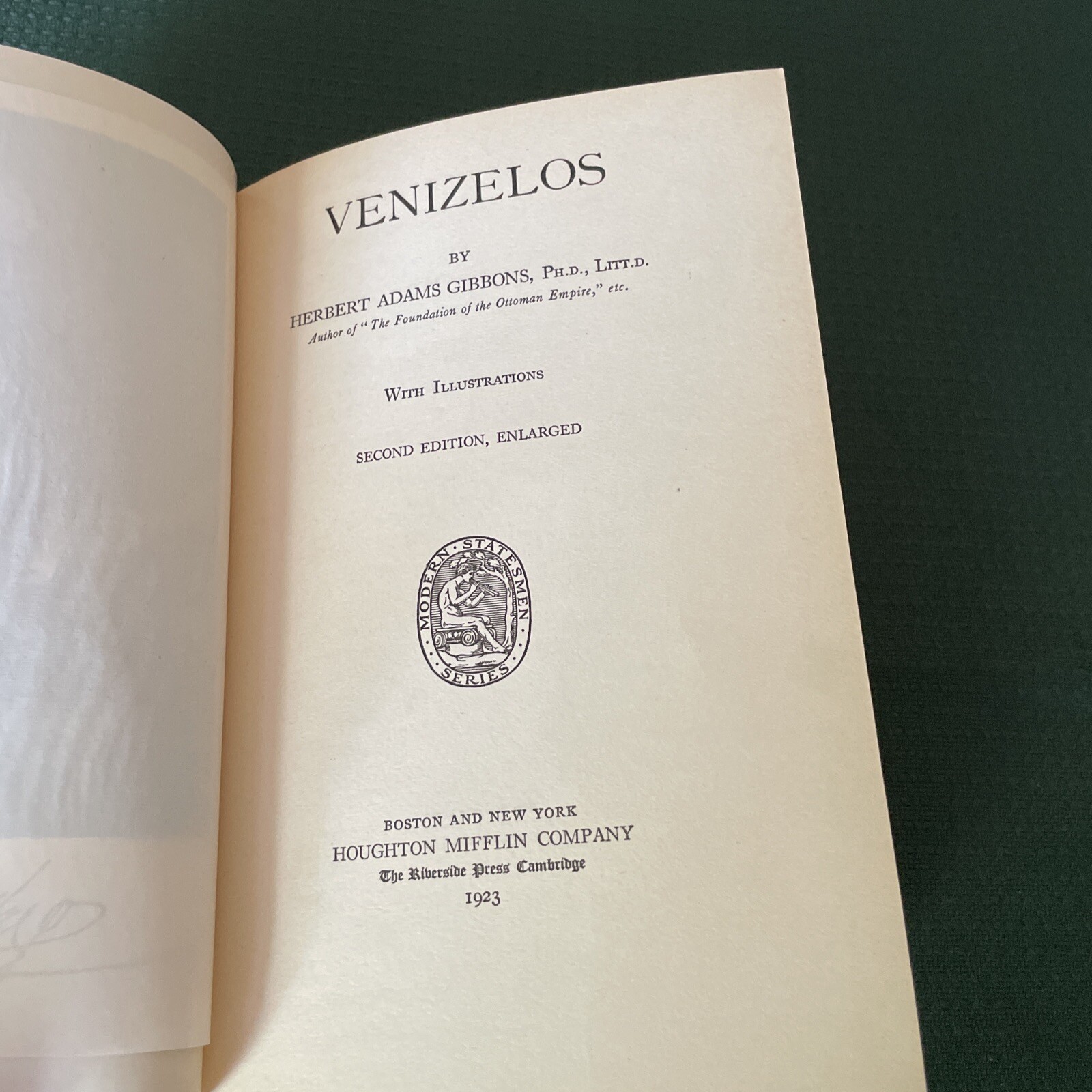 Venizelos Herbert Adams Gibbons Houghton Miffin 1923
