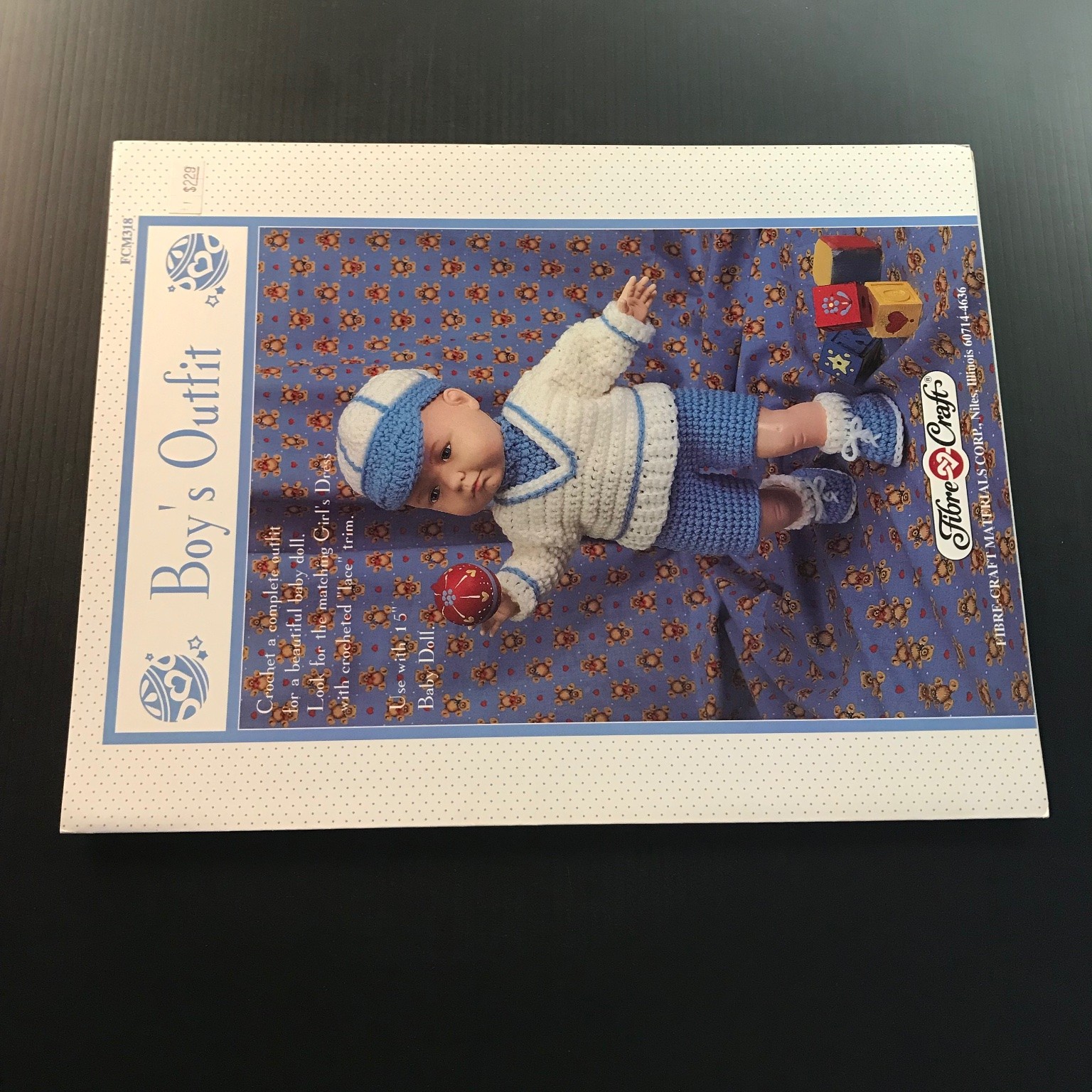 Boy’s Outfit Crochet Pattern FCM318 Fibre-Craft 15″ Baby Doll Clothes