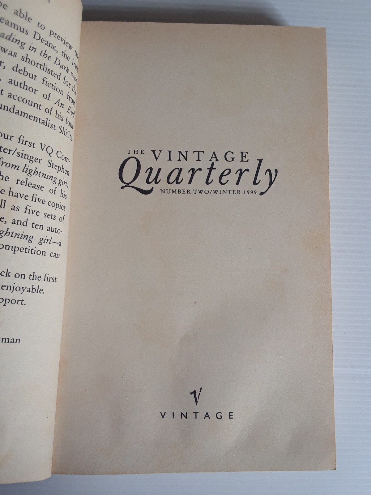 The Vintage Quarterly Number two / Winter 1999 Paperback Book