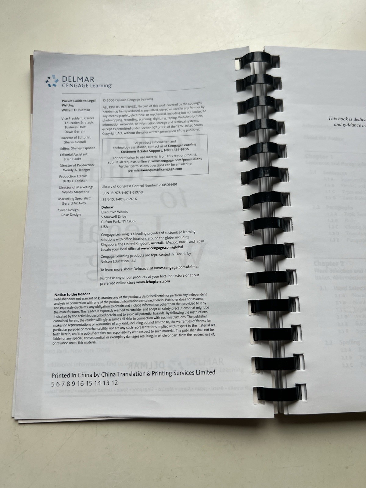 Pocket Guide to Legal Writing by William H. Putman Spiral Bound 2006