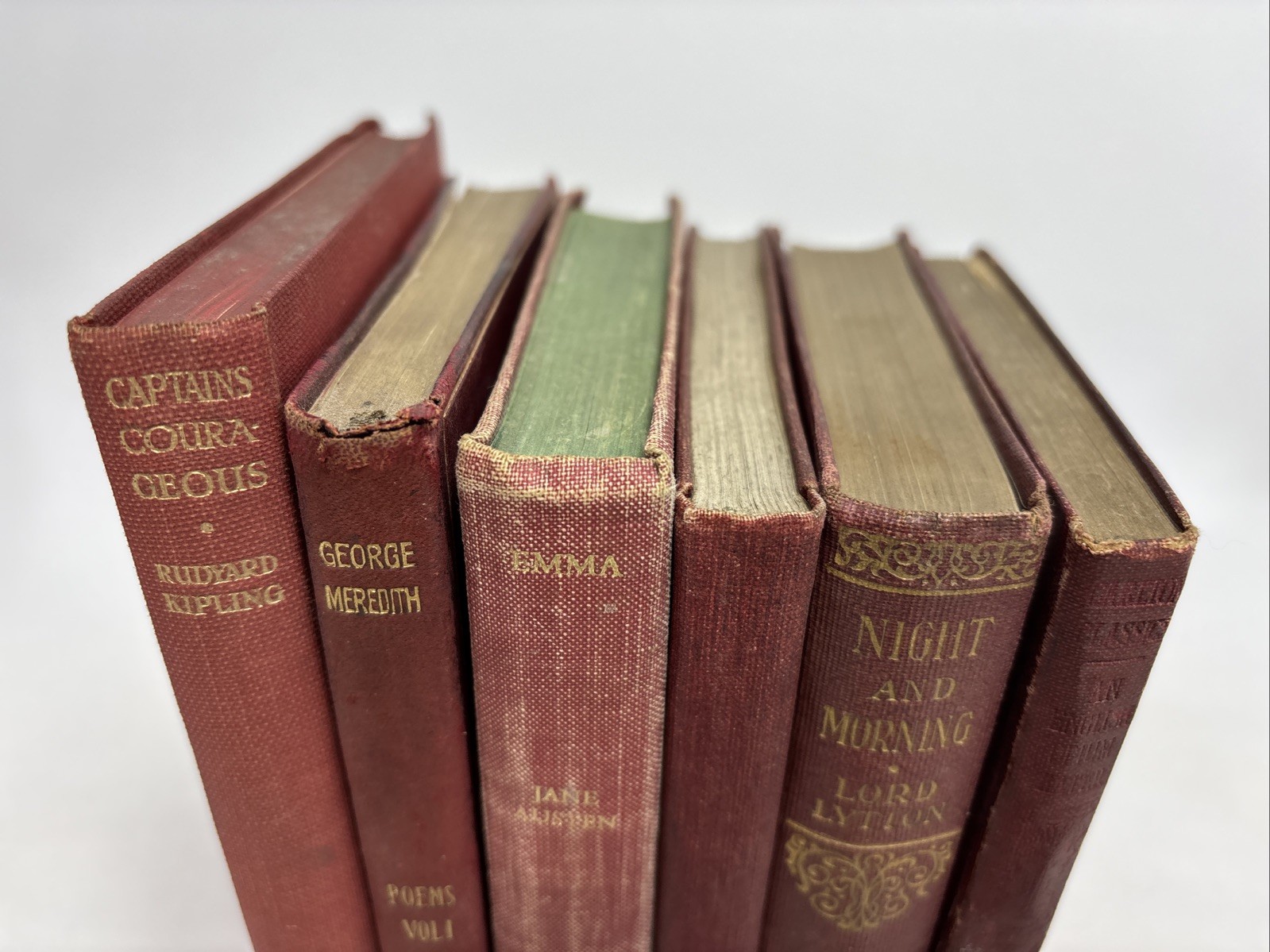 Small Old Red Books for Decoration. 10.5cm shelf space. Max. 17.5cm Tall