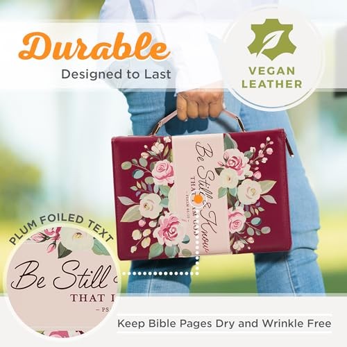 Fashion Vegan Leather Bible Cover for Women: Be Still & Know Large