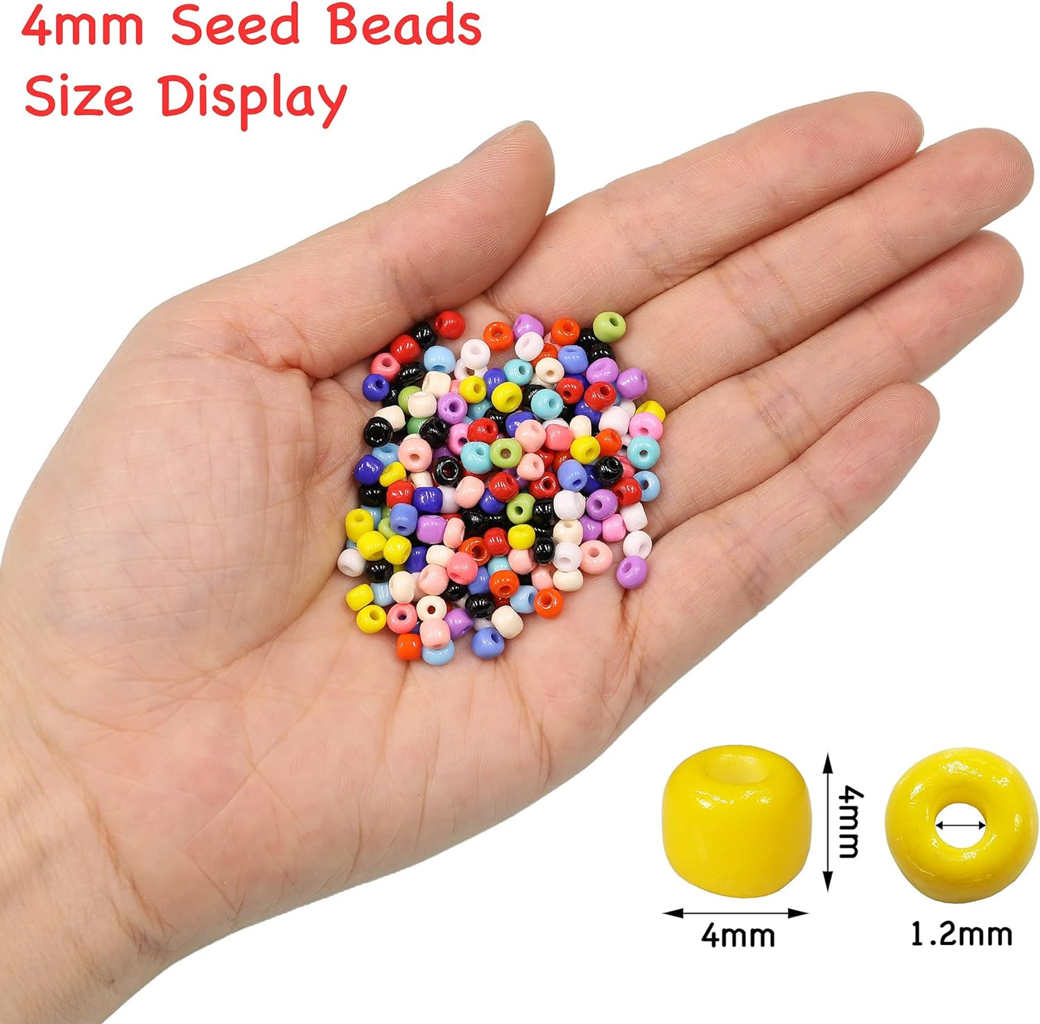 Yellow Color 4mm Seed Beads About 1200pcs/100Grams in Bag, 6/0 Glass Craft Beads