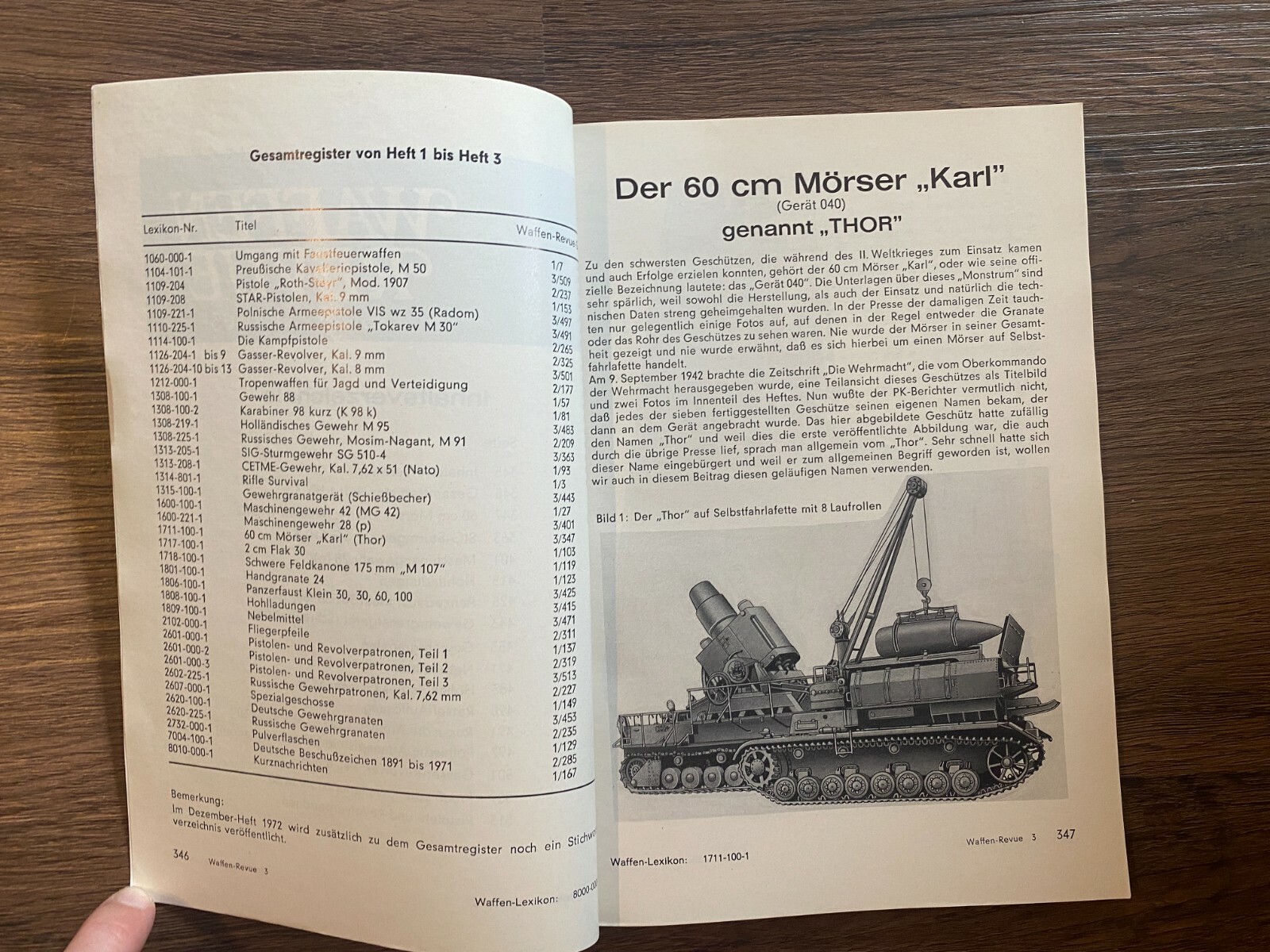 WAFFEN REVUE, Nr. 3 1971, 60cm Morser “Karl” gennant Thor, German Magazine