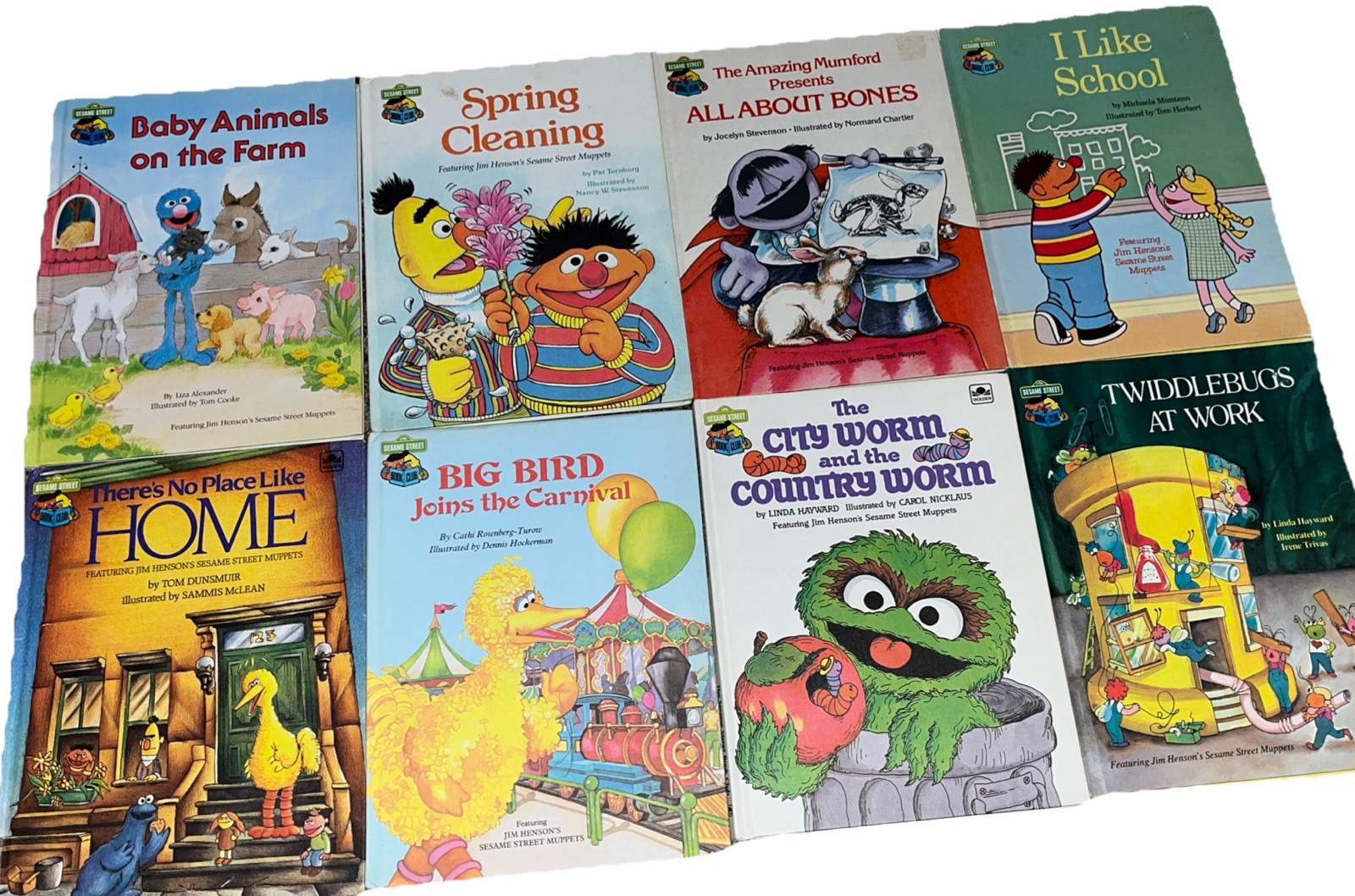 Sesame Street Book Club 80’s Vintage Lot of 8 Bert Ernie Oscar Big Bird Muppets