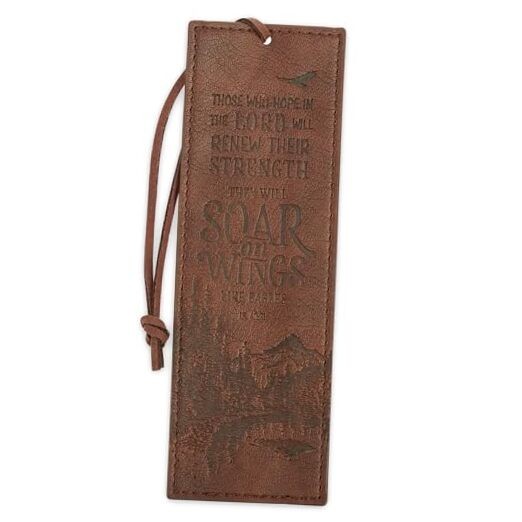 Premium Vegan Faux Leather Scripture Bookmark for Men: Soar On Wings – Isaiah