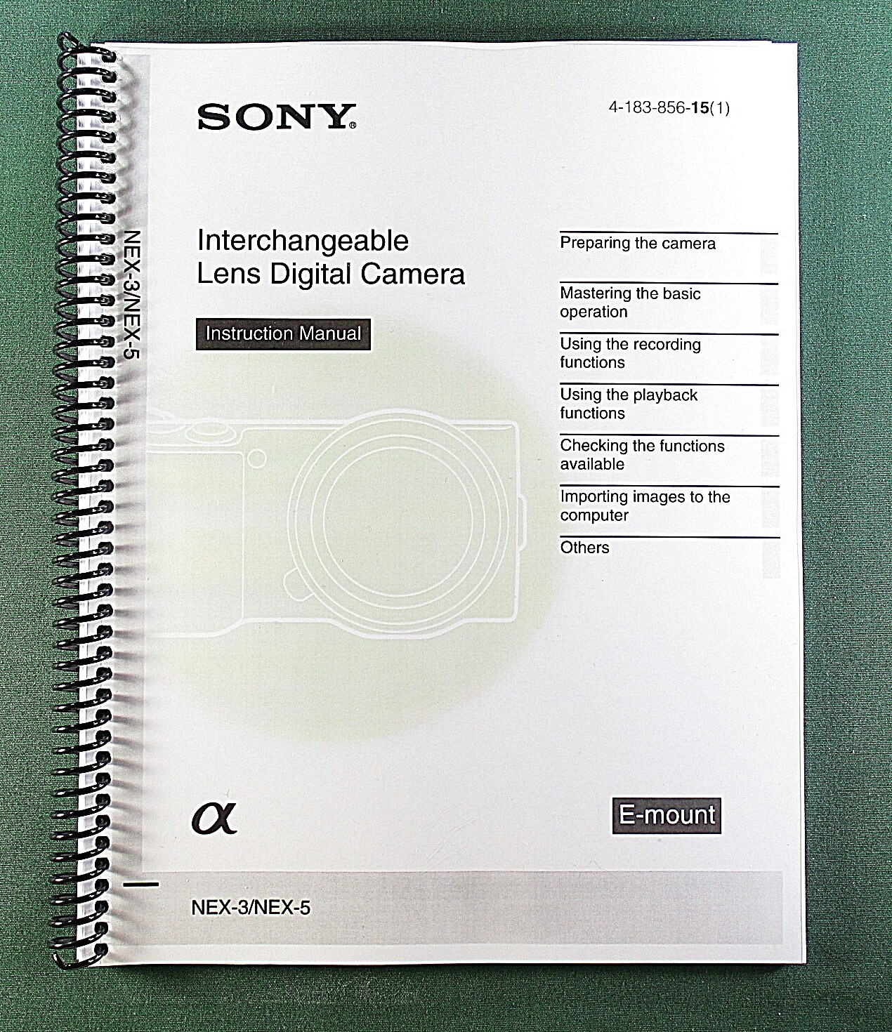 Sony NEX-3 / NEX-5 Instruction Manual: 82 Pages & Protective Covers!