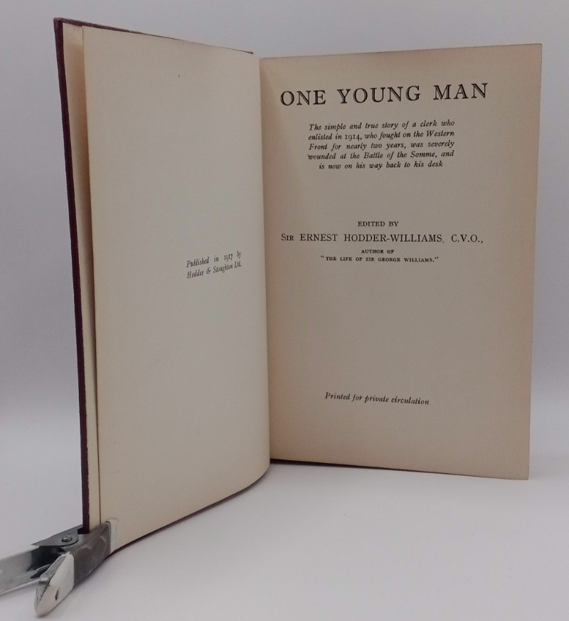 One Young Man Hodder Williams First Great World War 1 WW1 Somme Western Front