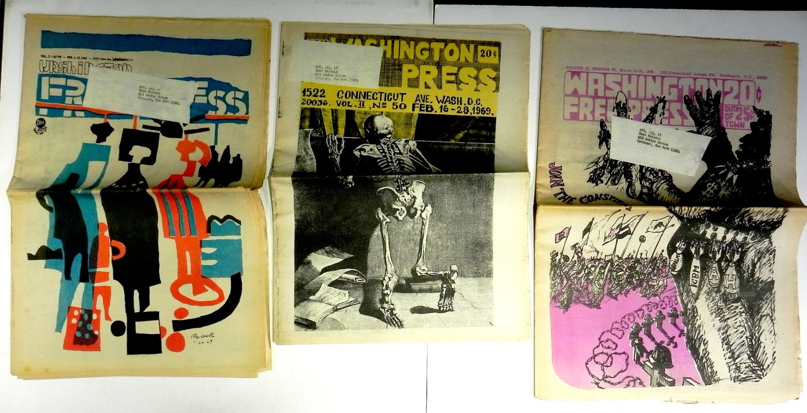 Lot of 38 Issues WASHINGTON DC FREE PRESS 1967-69 Radical Youth Underground USA