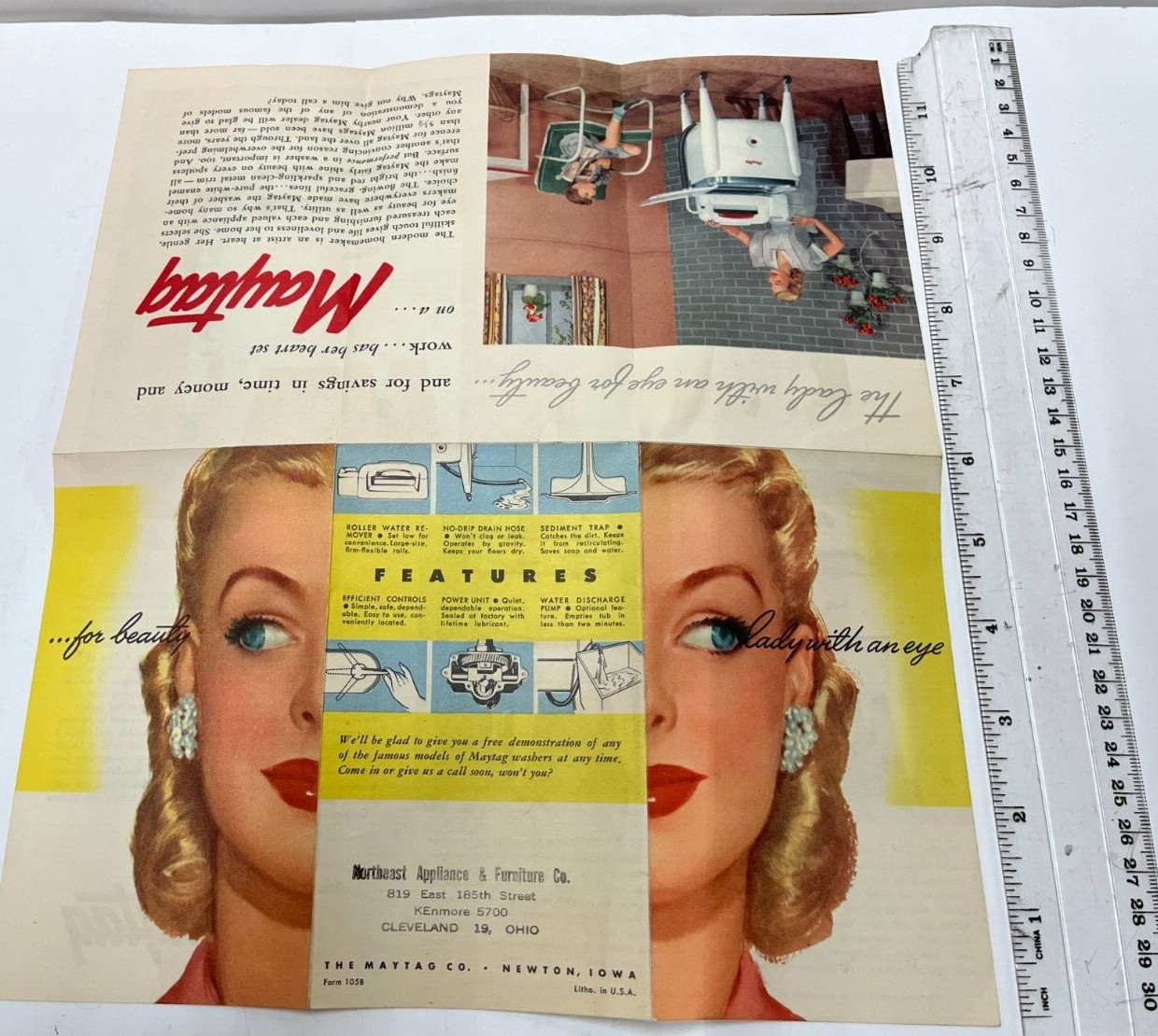 Vintage Maytag Washer Brochure Pamphlet Poster J2LP Commander, N2LP Chieftain