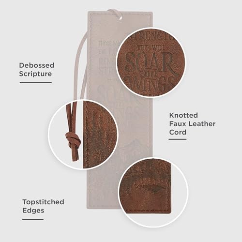 Premium Vegan Faux Leather Scripture Bookmark for Men: Soar On Wings – Isaiah