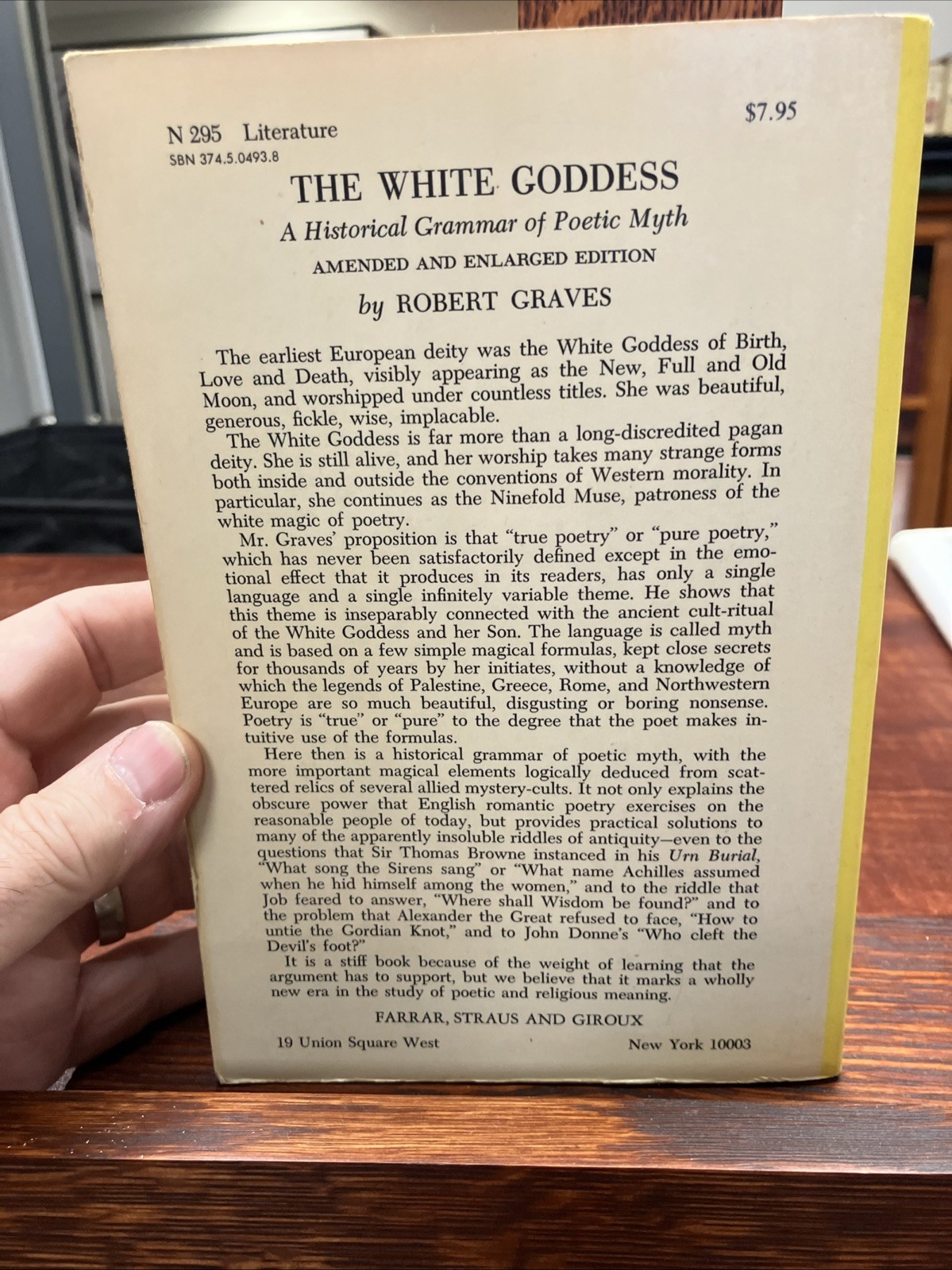 The White Goddess Robert Graves 1983 Amended Enlarged Edition Farrar Straus