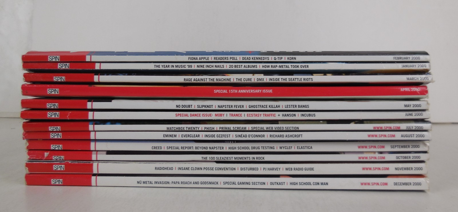 2000s Spin Magazine Lot 12 FULL year – RAGE MOBY Eminem Radiohead Matchbox CREED