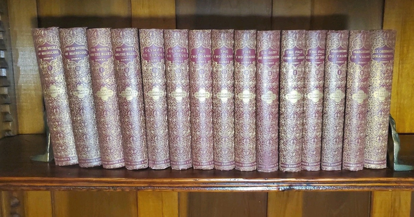 Volume Set Alexandre Dumas Up To 40 Books Fine Binding 1800s Red Gold Beautiful