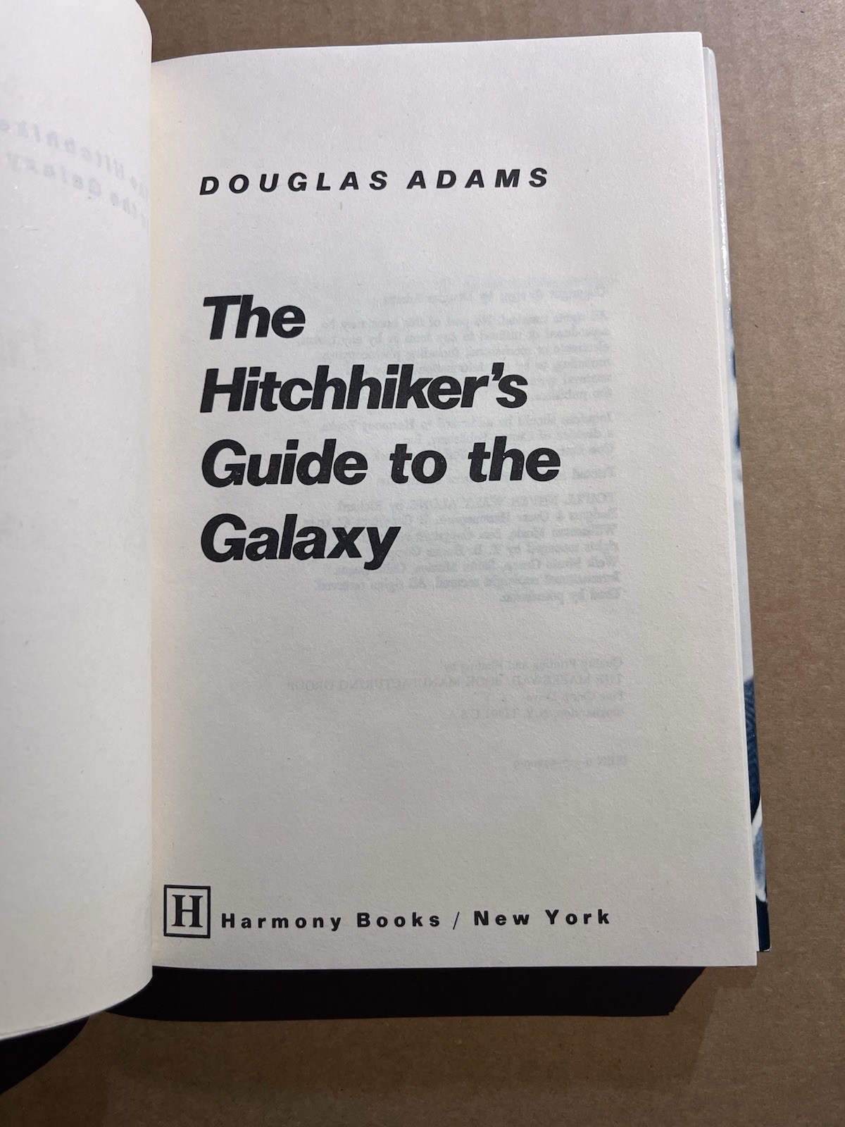 THE HITCHHIKER’S GUIDE TO THE GALAXY by Douglas Adams Harmony BCE hardcover