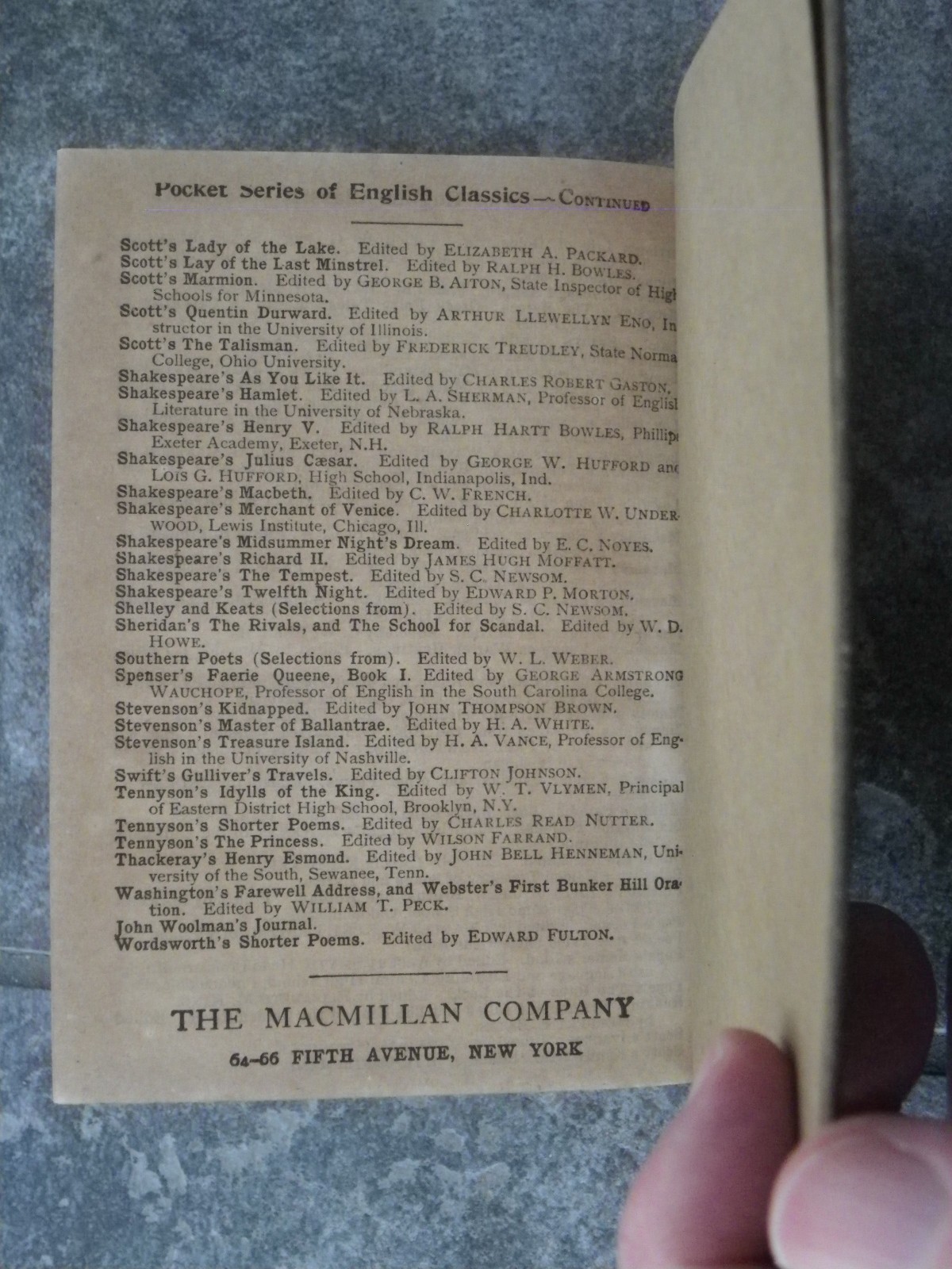 “Selections from the Prose Tales of Edgar Allan Poe”-1916-Macmillan-11 Stories