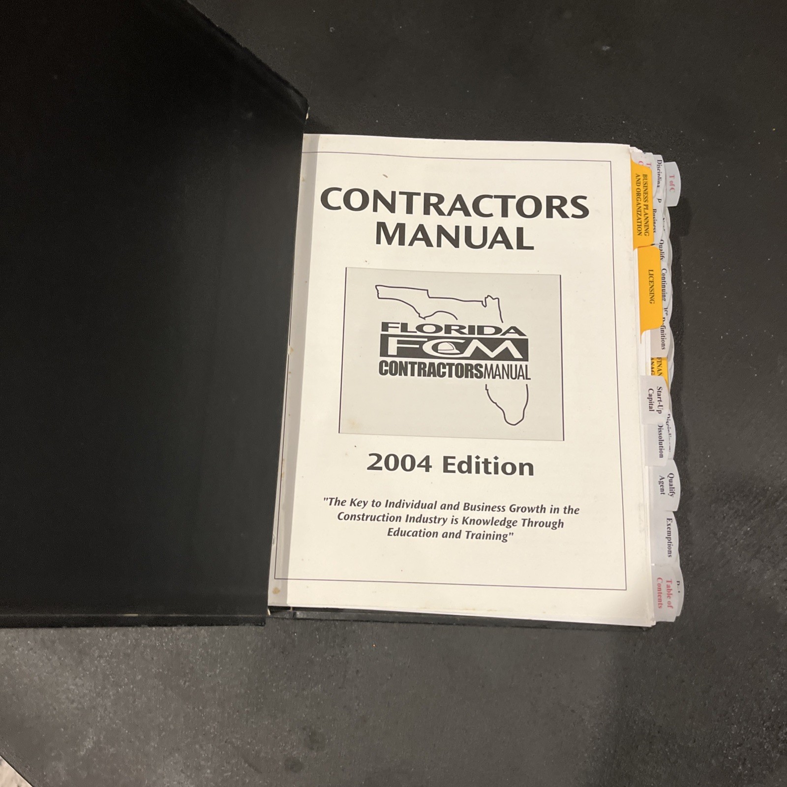 Florida FCM Contractors Manual (2008 Edition) with All Tabs and Inserts