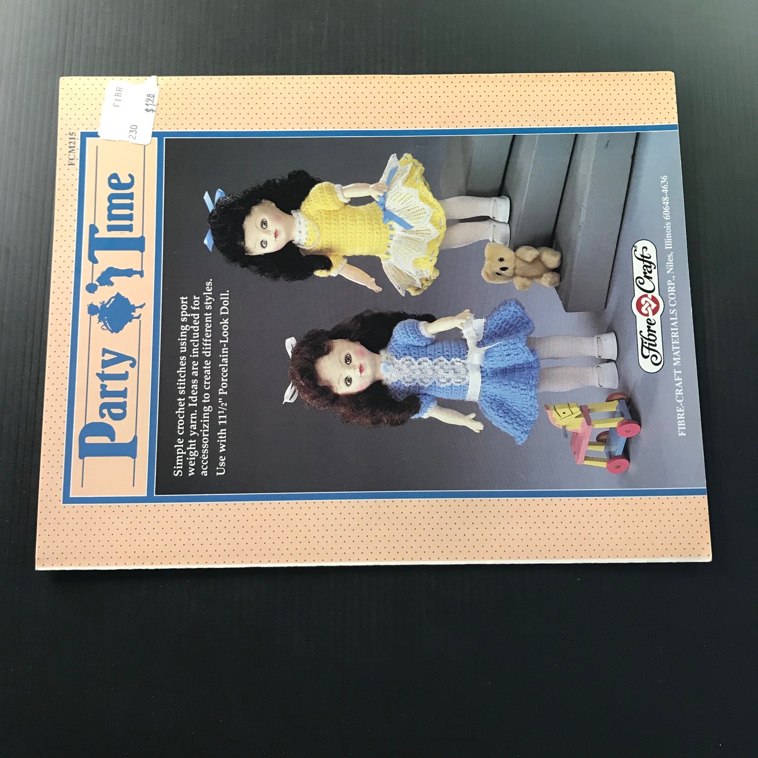 Party Time Fibre-Craft FCM215 1990 Crochet Patterns 11.5″ Porcelain-Look Doll