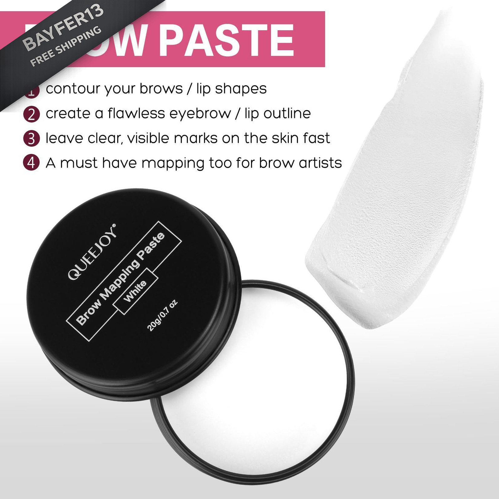 QUEEJOY 20g White Brow Mapping Paste 0.23 Fl Oz (Pack of 3),