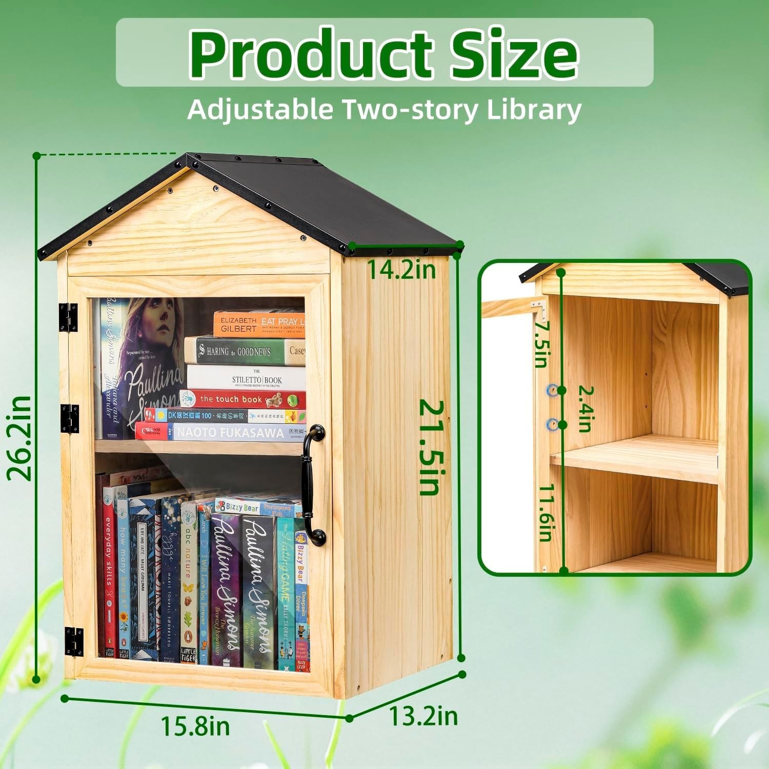 Little Library Box Outdoor, 2-Tier Little Library for Neighborhoods Weatherproof