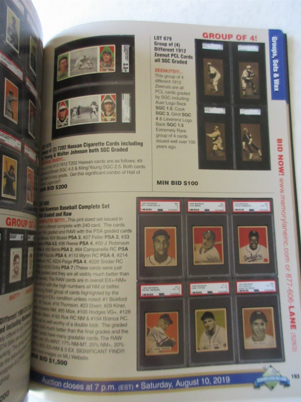 2017 Memory Lane Inc. Summer Rarities Auction Catalogue 258 pages