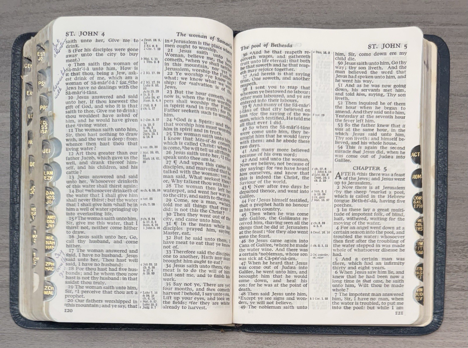 RARE 1963 Compact Harper BLUE MOROCCO Leather KJV Bible Eyre Spottiswoode 2400X