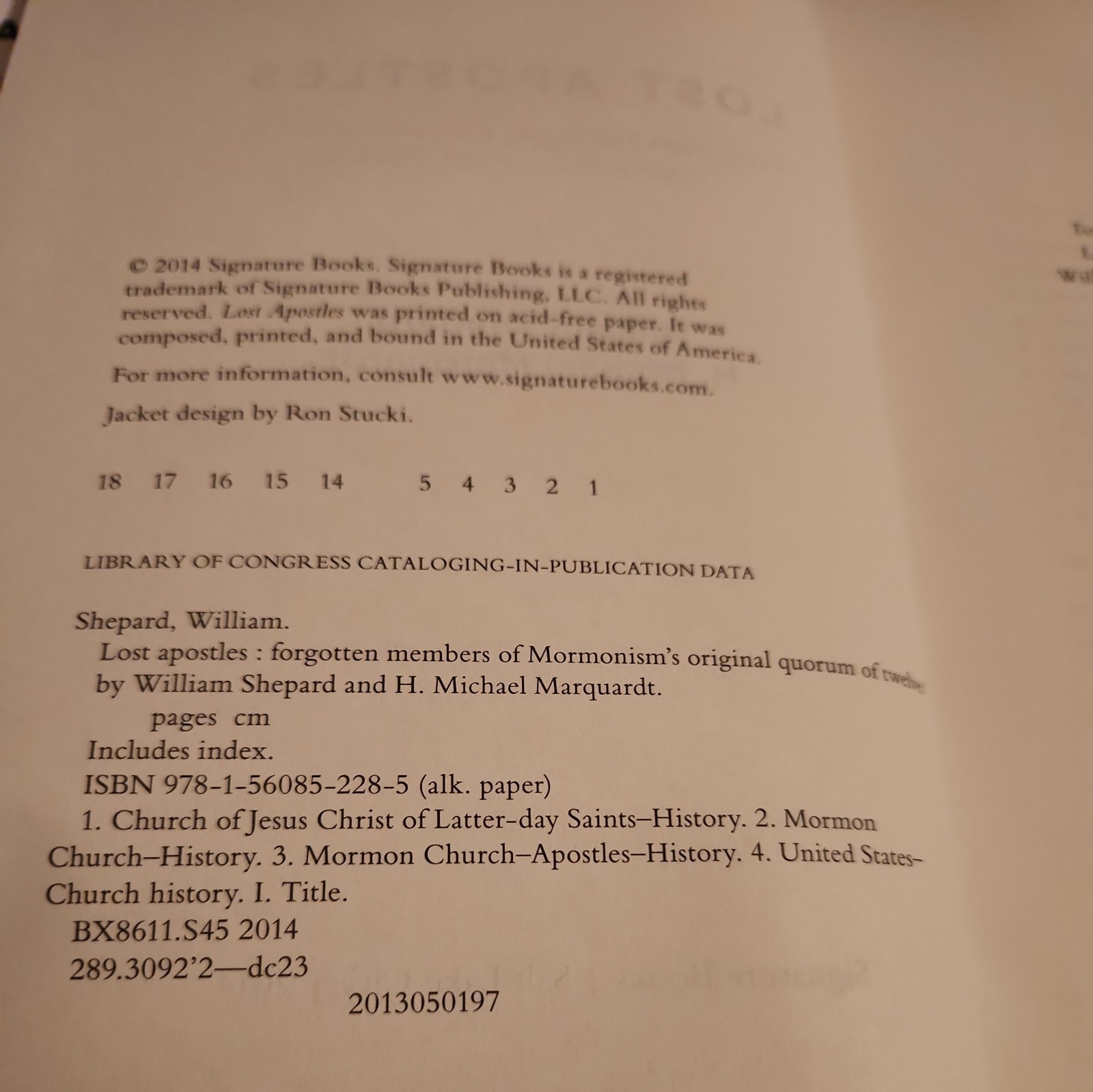 Lost Apostles : Forgotten Members of Mormonism’s Original Quorum of the 12 hcdj