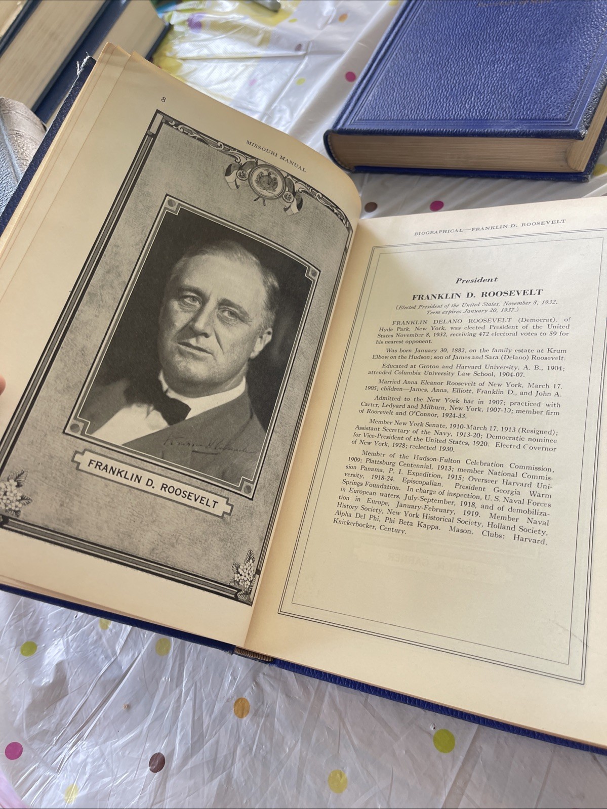1931 – 1940 Official Manual State Missouri blue book Charles Becker 5 Book Lot