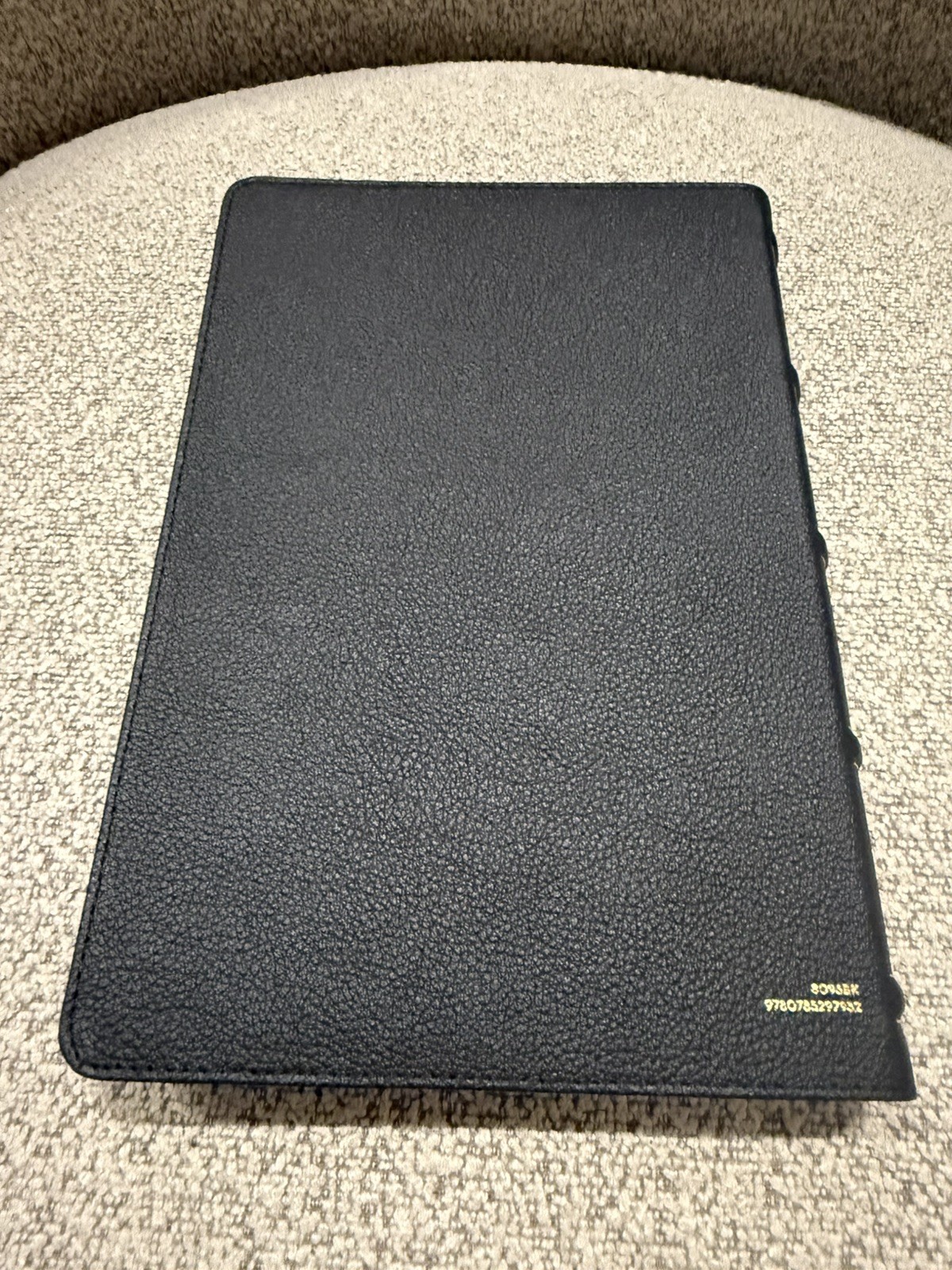 NKJV Large Print Thinline Reference Bible, Blue Letter, Maclaren Genuine Leather