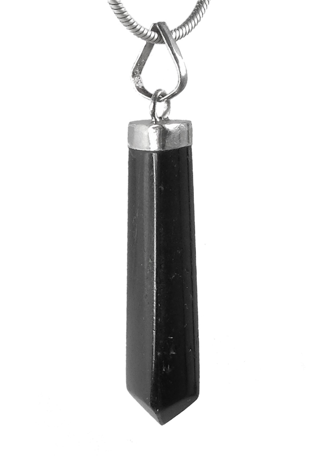 Schwarzer Turmalin / Schörl polierte Spitze Anhänger in 925er Silber 3-5 cm lang