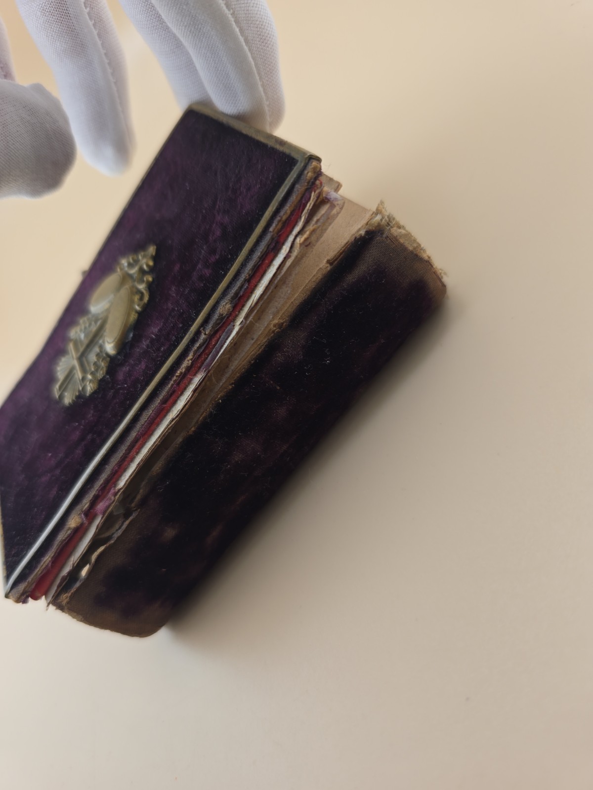 Antique 1860s Velvet German Prayer Book Brass