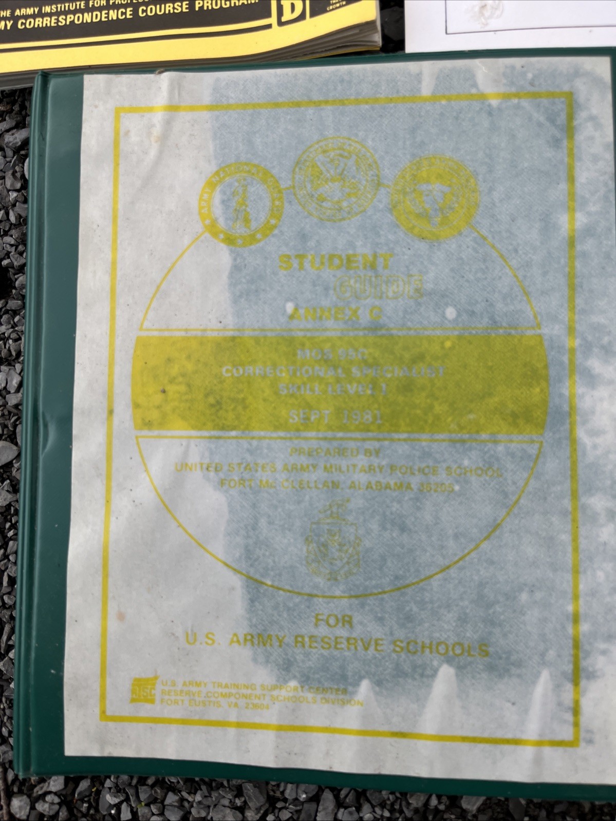 Vintage US Army Fort McClellan Student Guide Binder Pages Lot