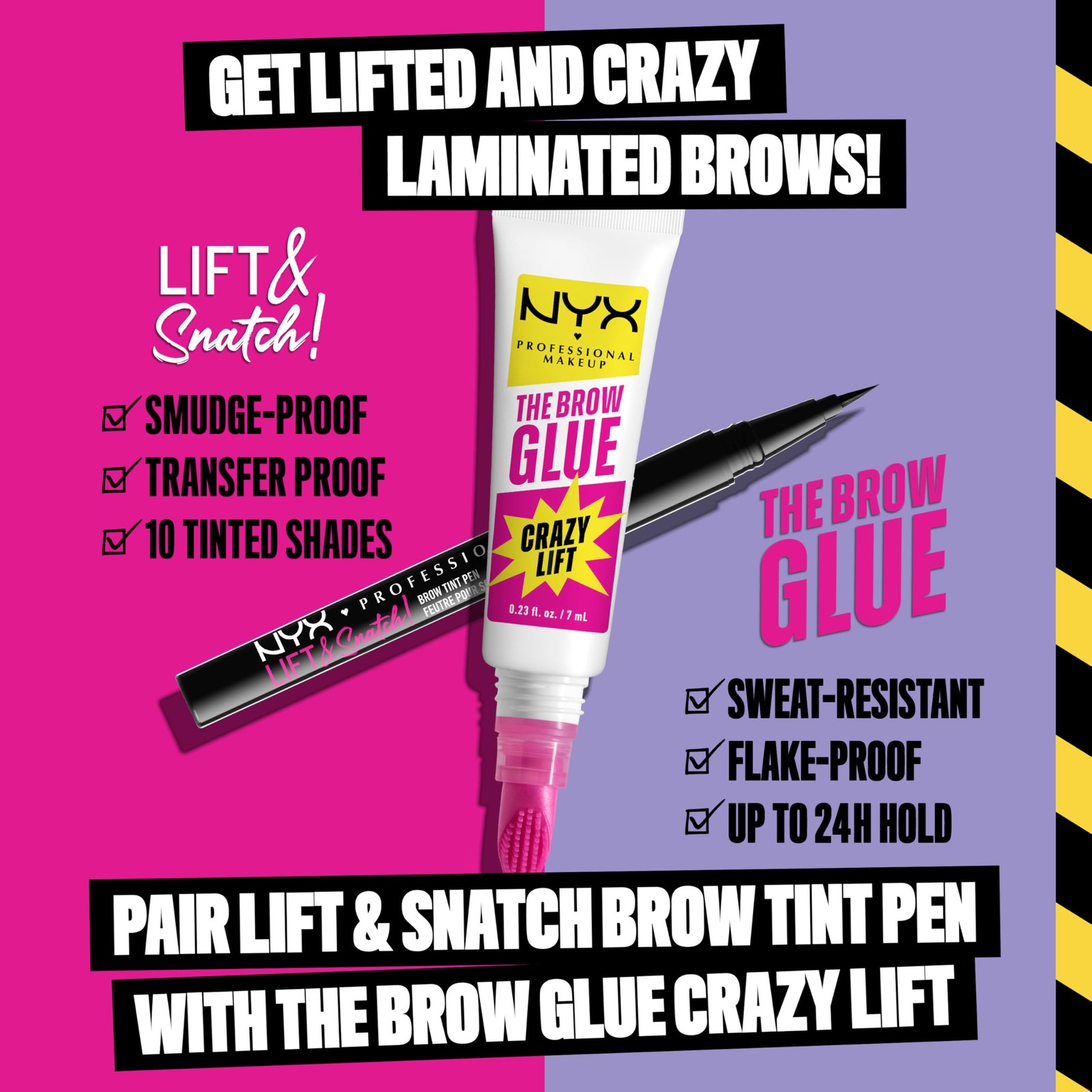 NYX PROFESSIONAL MAKEUP The Brow Glue Crazy 0.23 Fl Oz (Pack of 1), Clear