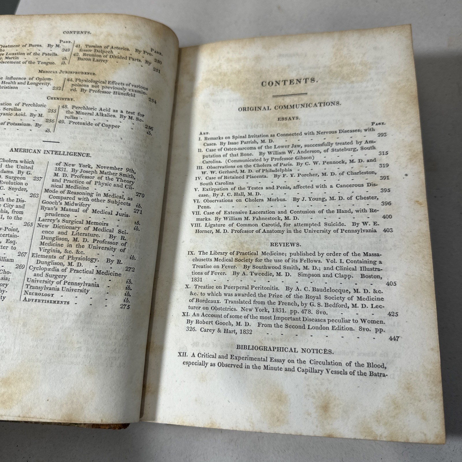 American Journal Medical Sciences 1832 First Edition Book Plates Volume 10