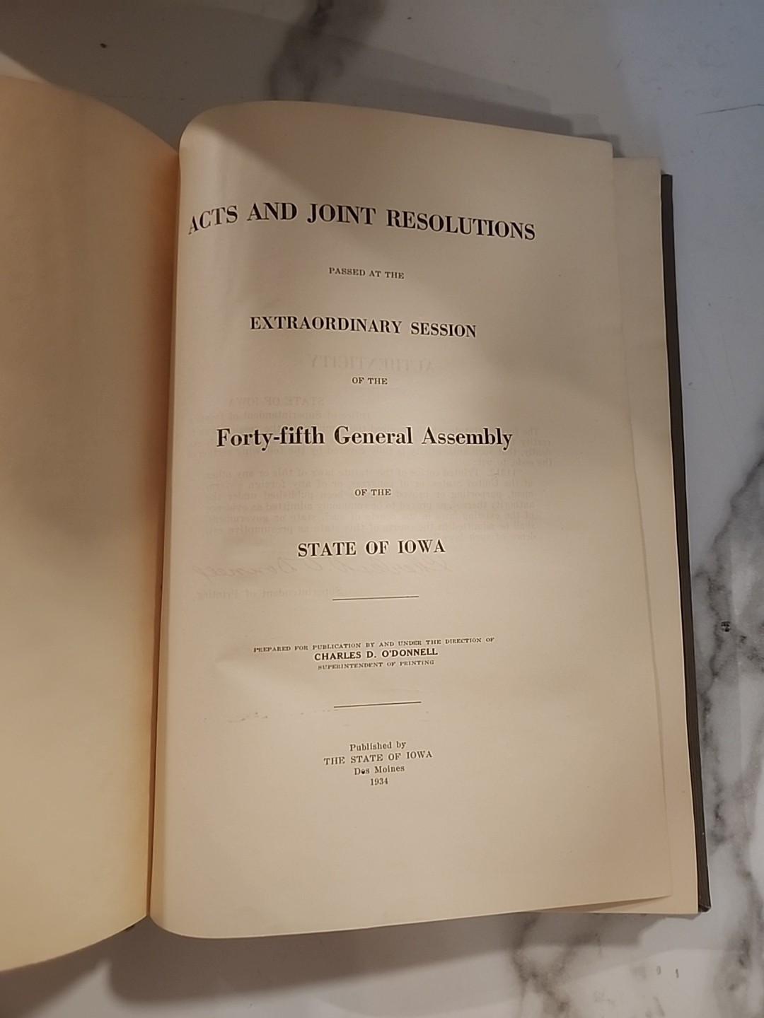Acts of Session 45 G, A Iowa 1933-4 Hardcover Vintage Acts And Joint Resolutions