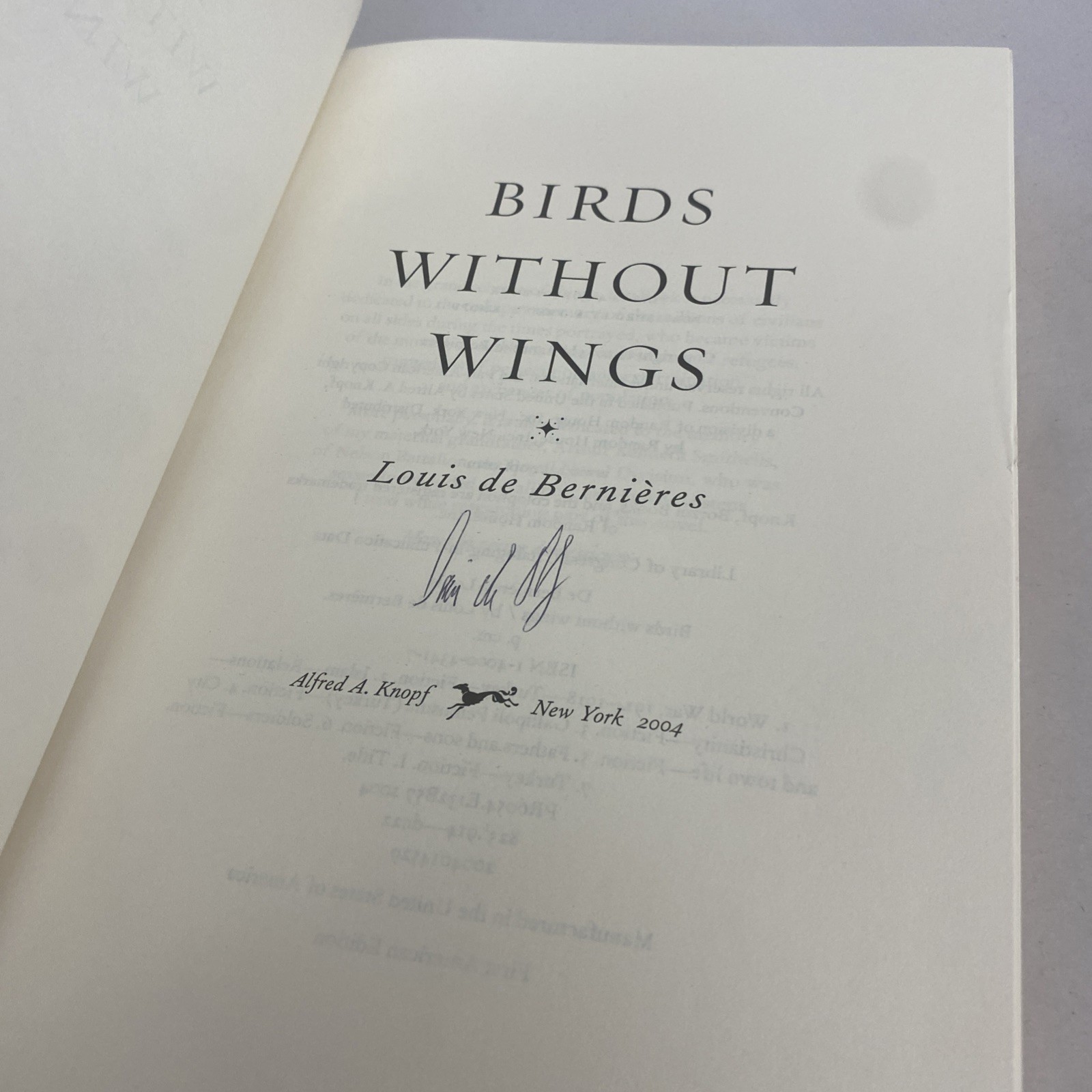 Birds Without Wings by Louis de Bernieres: SIGNED FIRST edition, DJ In Mylar