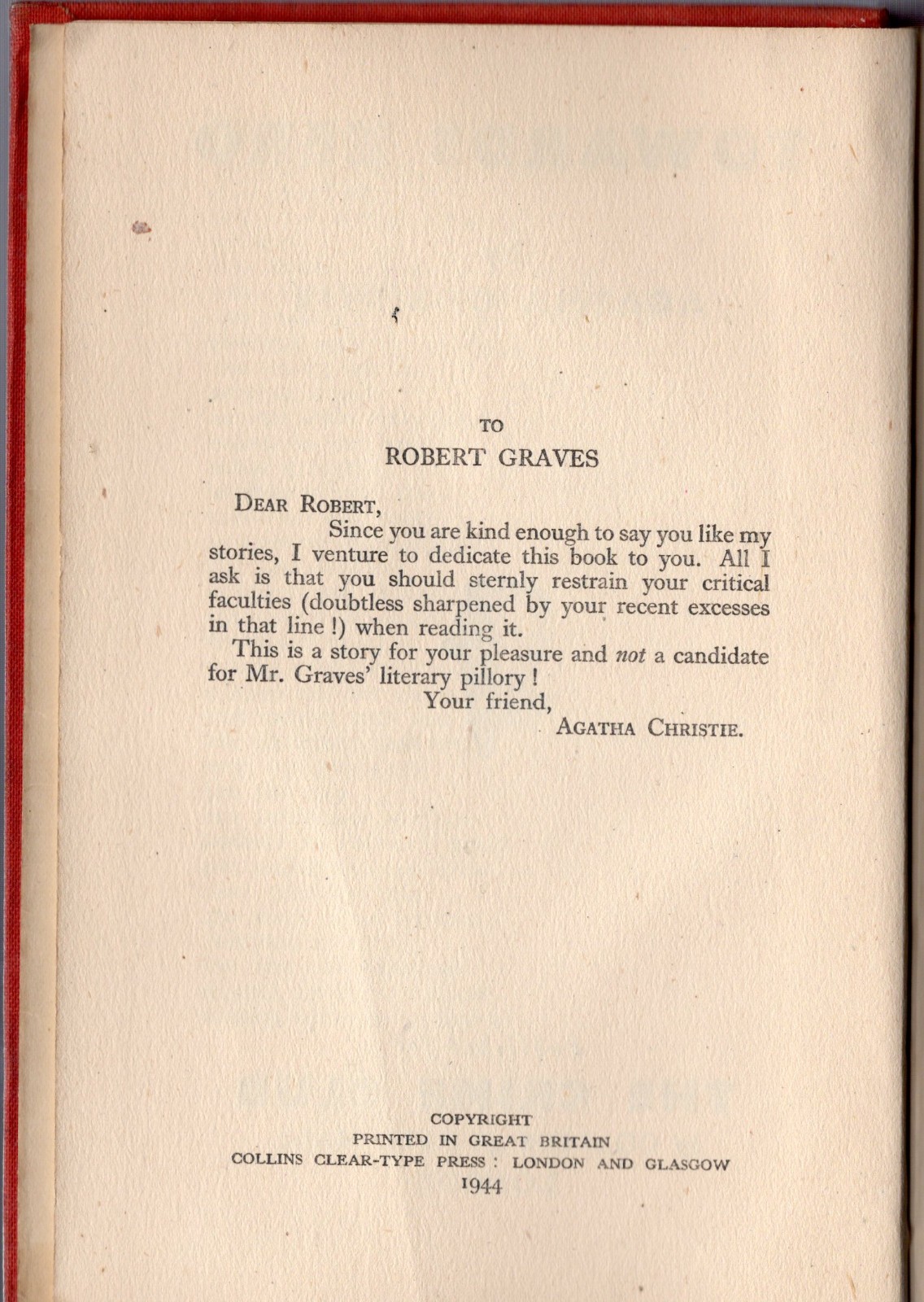 AGATHA CHRISTIE – TOWARDS ZERO – RARE UK 1ST 1944 w/DJ