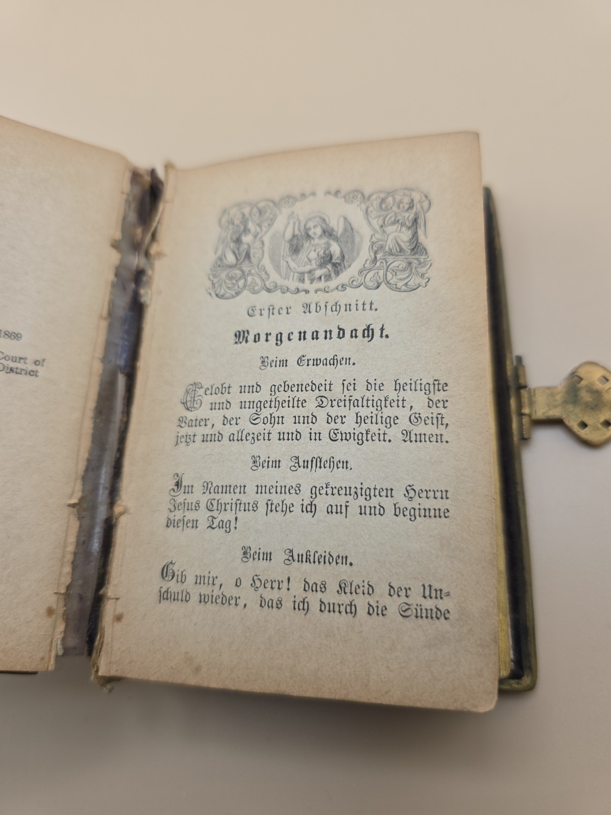 Antique 1860s Velvet German Prayer Book Brass