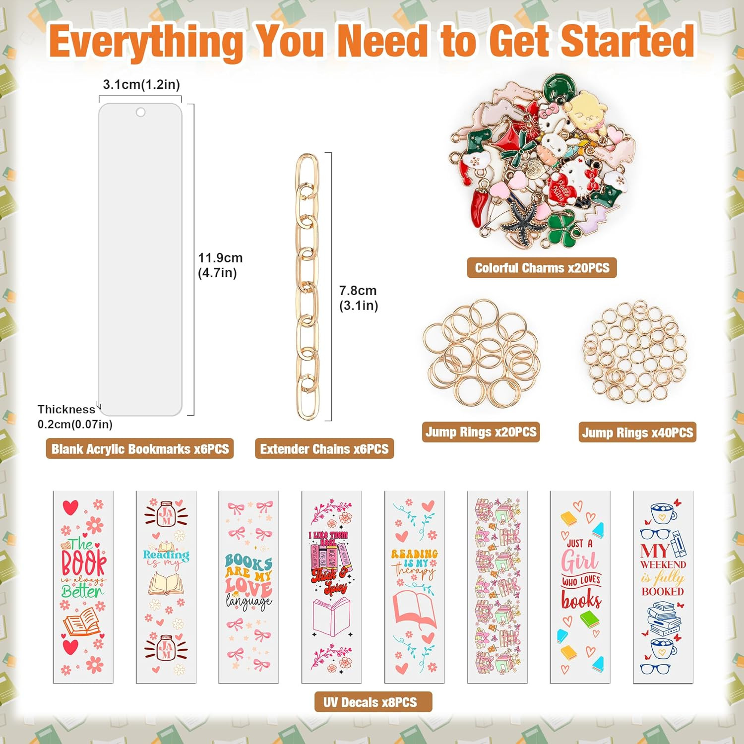 100 Pcs Book Acrylic Bookmark Blanks(2Mm) Thicken 6 DIY Bookmark Making 8 Book U