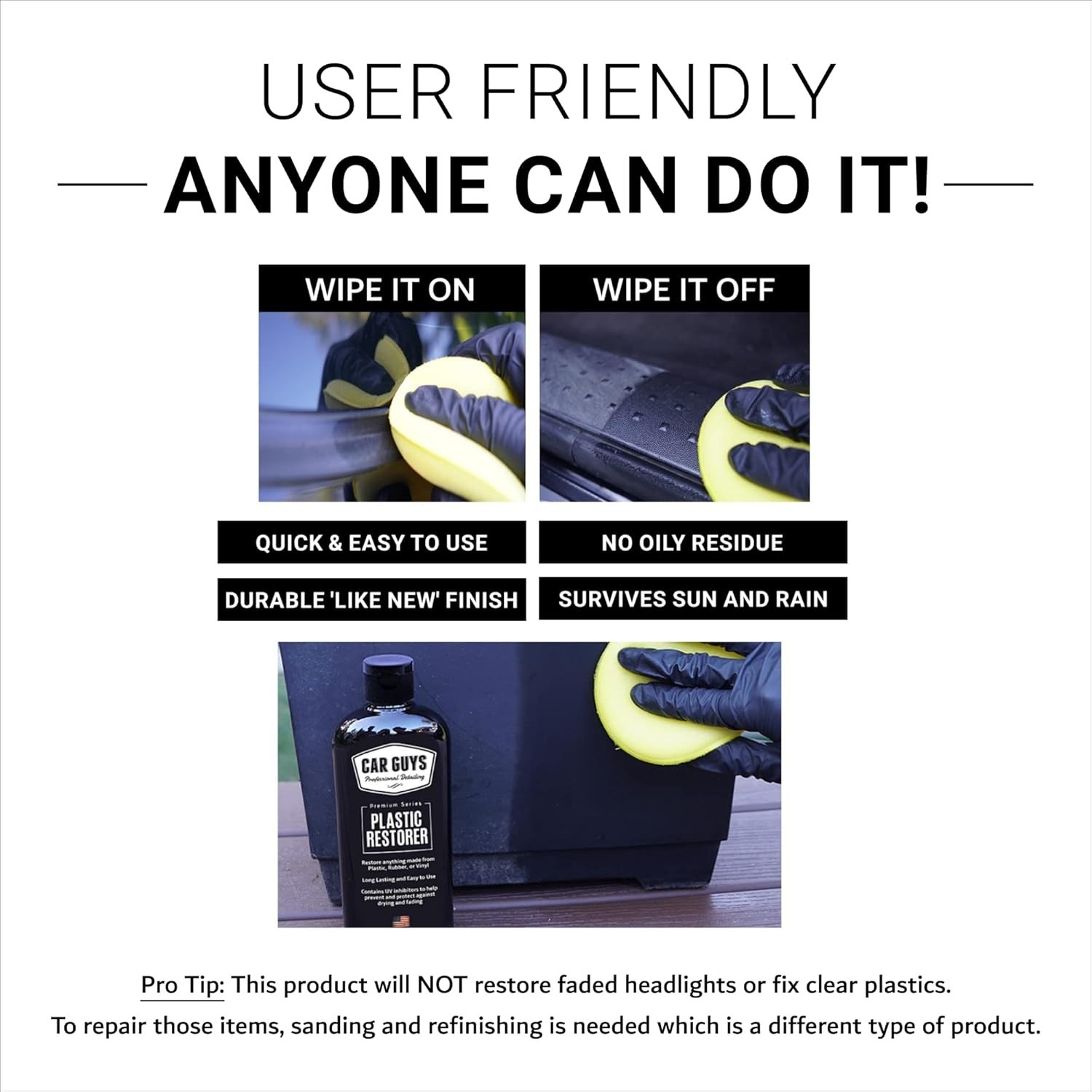 Long-Lasting Plastic Restorer – 8 Oz Kit for Auto Detailing & Home Use