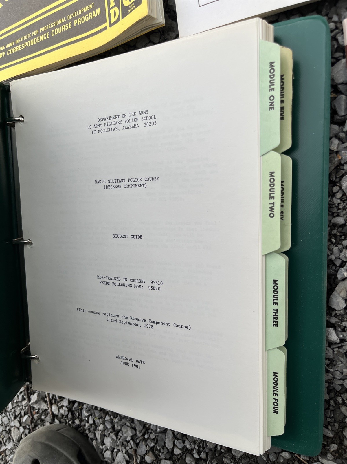 Vintage US Army Fort McClellan Student Guide Binder Pages Lot