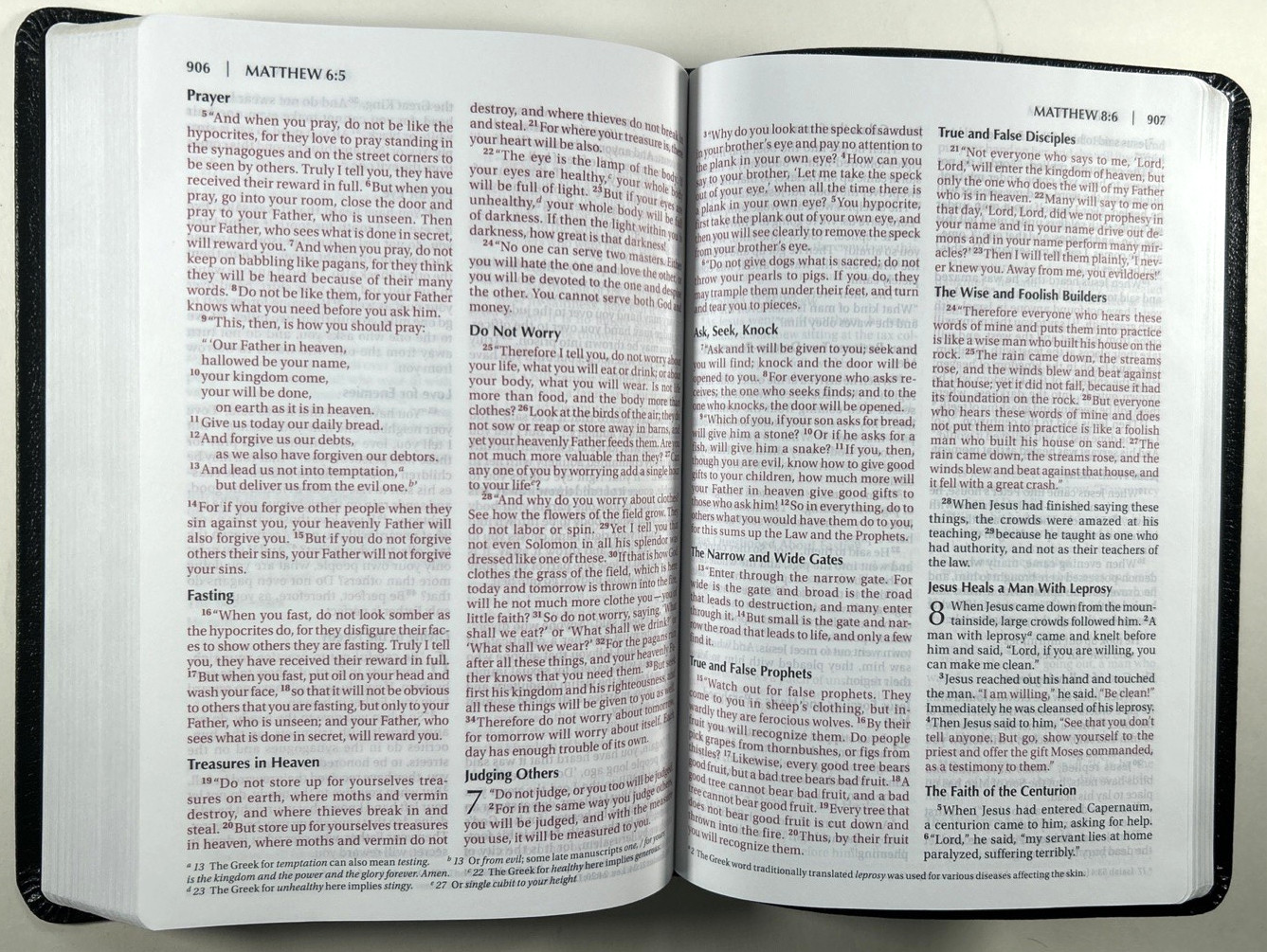 NIV Thinline Bible Large Print Black Top Grain Leather Red Letter New