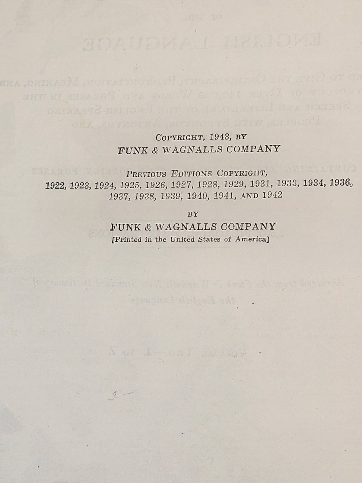 FUNK AND WAGNALLS PRACTICAL STANDARD DICTIONARY OF THE ENGLISH LANGUAGE SET 1945