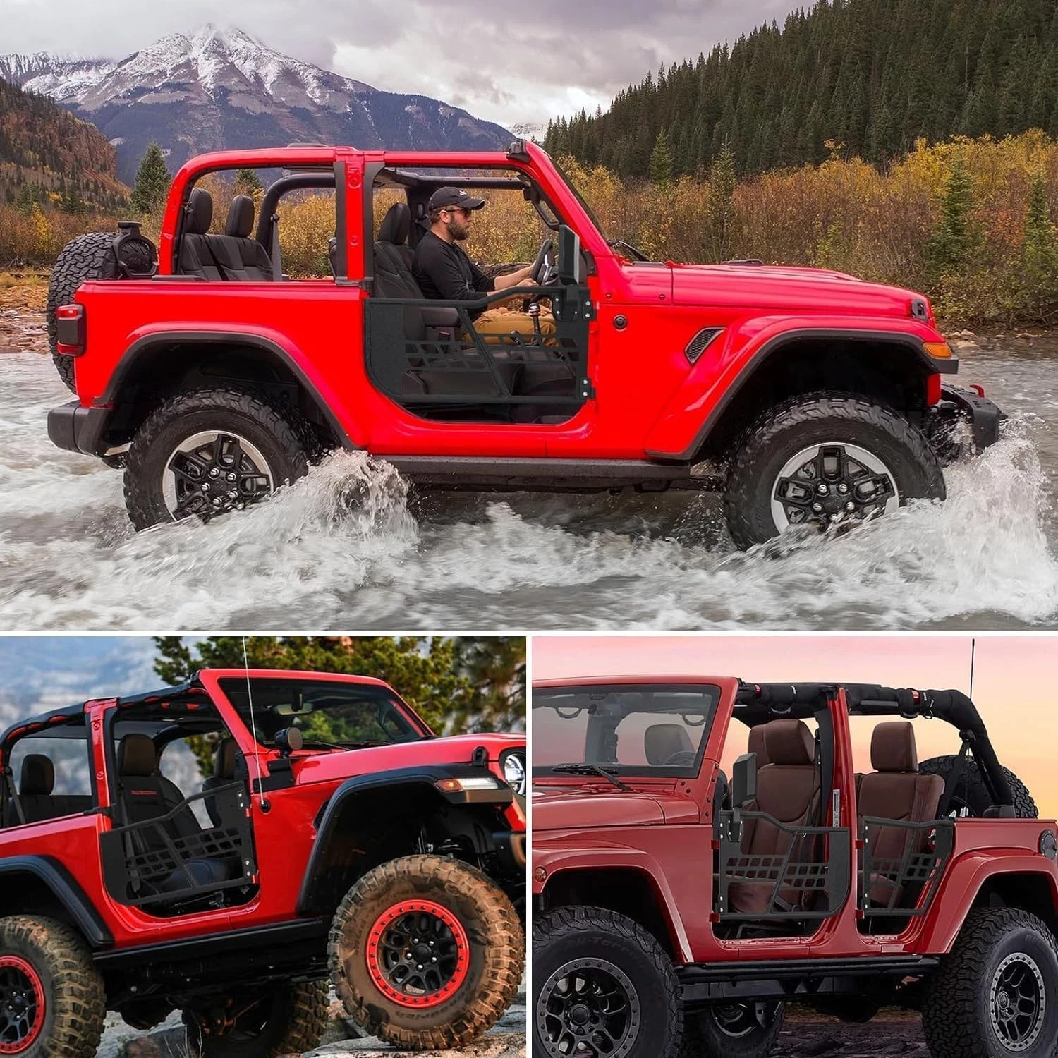 Off Road Tubular Trail Doors with Side View Mirror Compatible with Jeep Wrangler