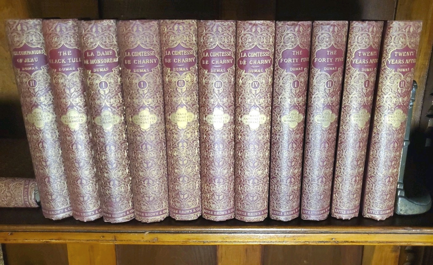 Volume Set Alexandre Dumas Up To 40 Books Fine Binding 1800s Red Gold Beautiful