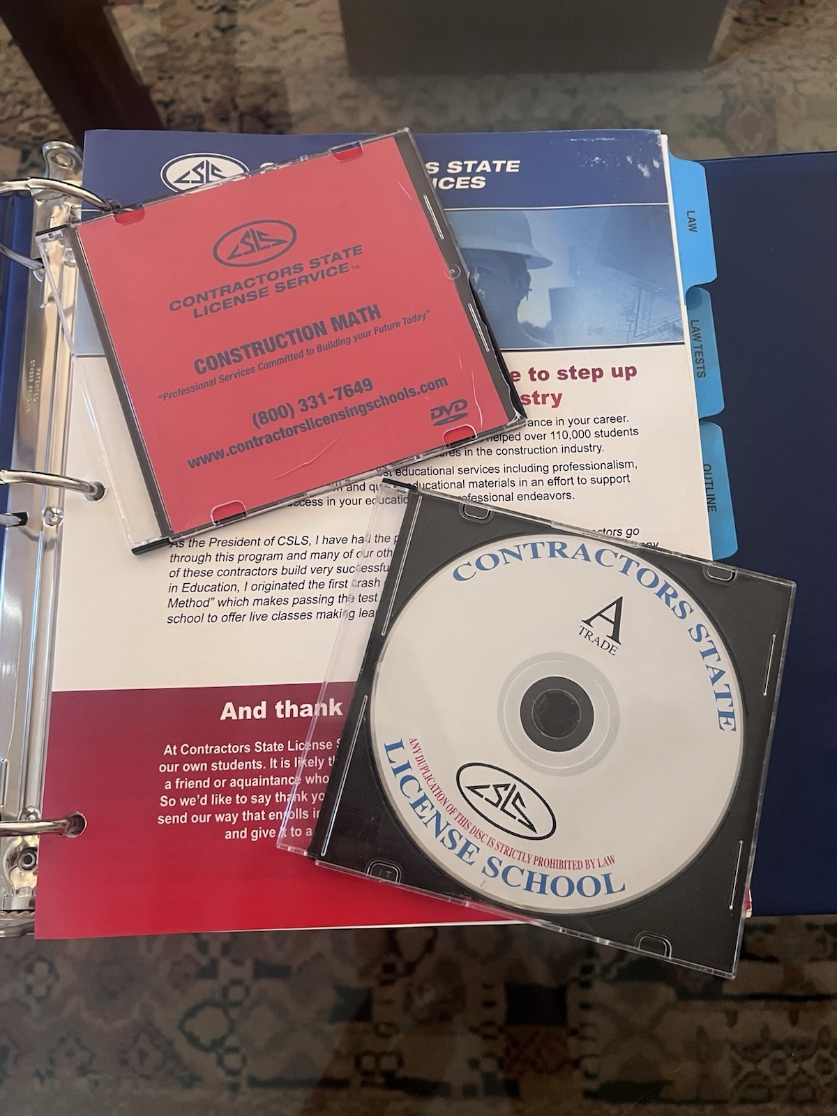 Contractors State License School Services Study Manual Binder For CA CSLB Exam