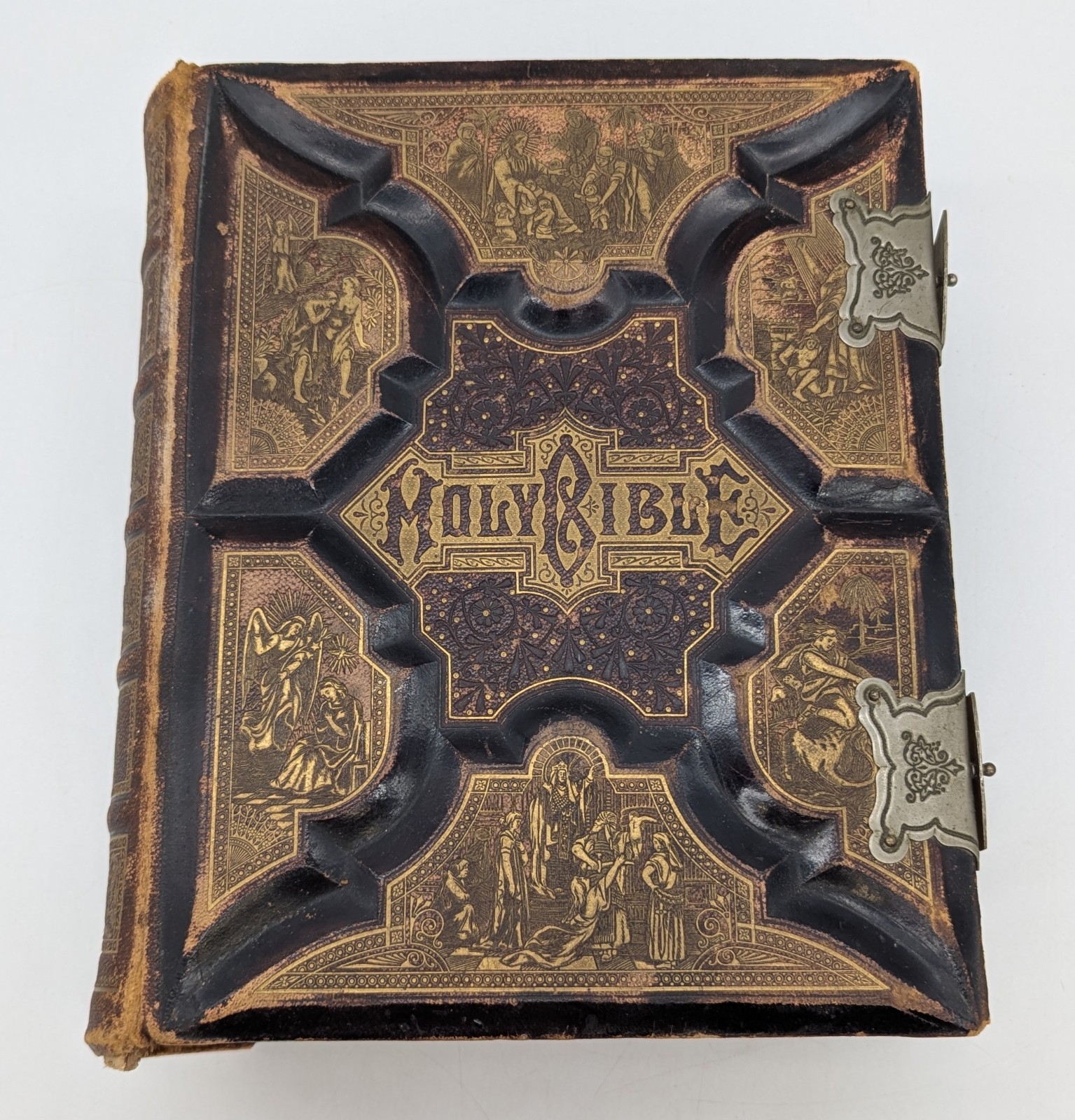 1890 Antique Pronouncing Parallel Family Bible Universal Installment Buffalo NY