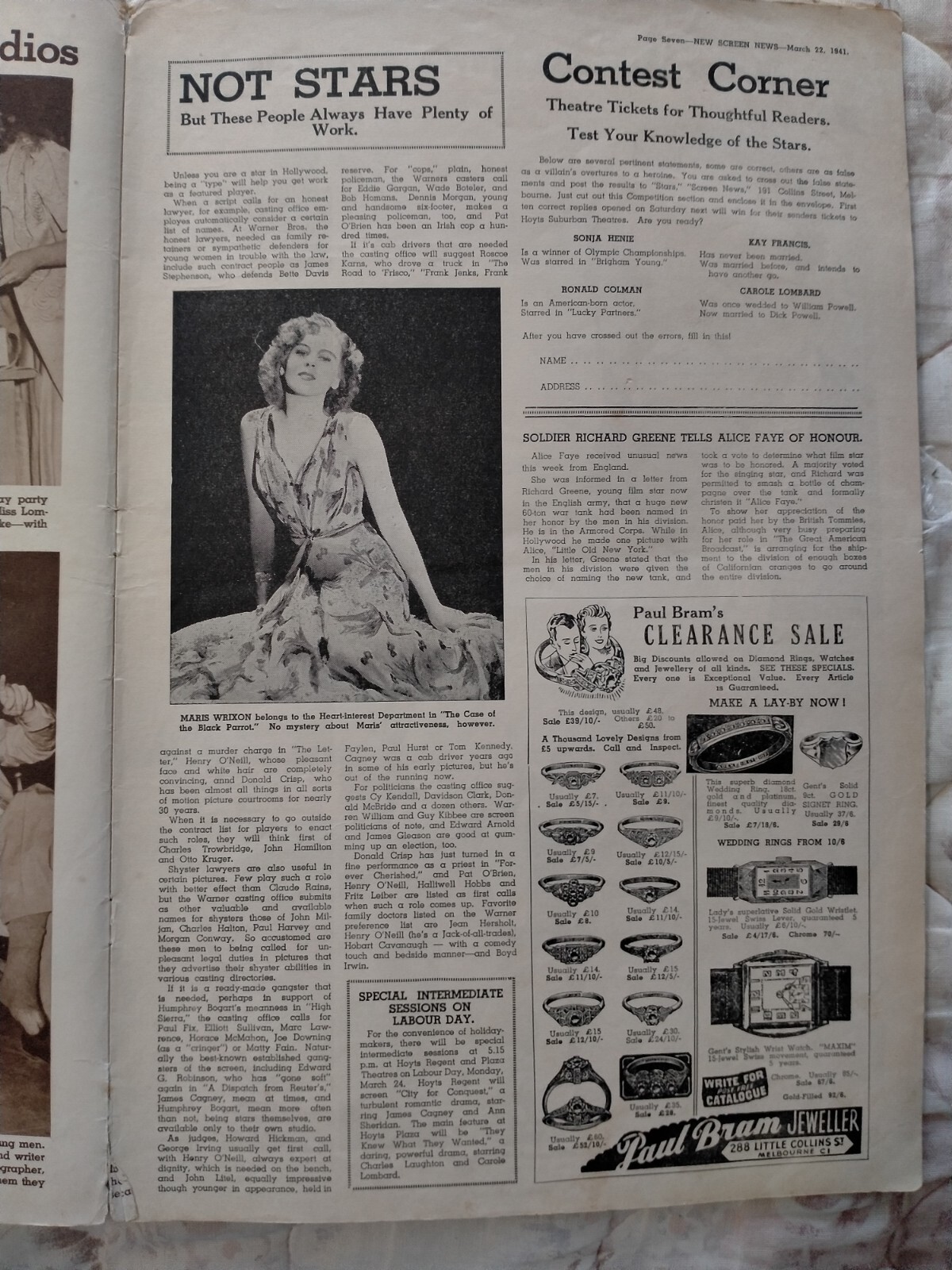 Oz New Screen News – ’41, Brenda Marshall, Ginger Rogers, John Payne, Rare !