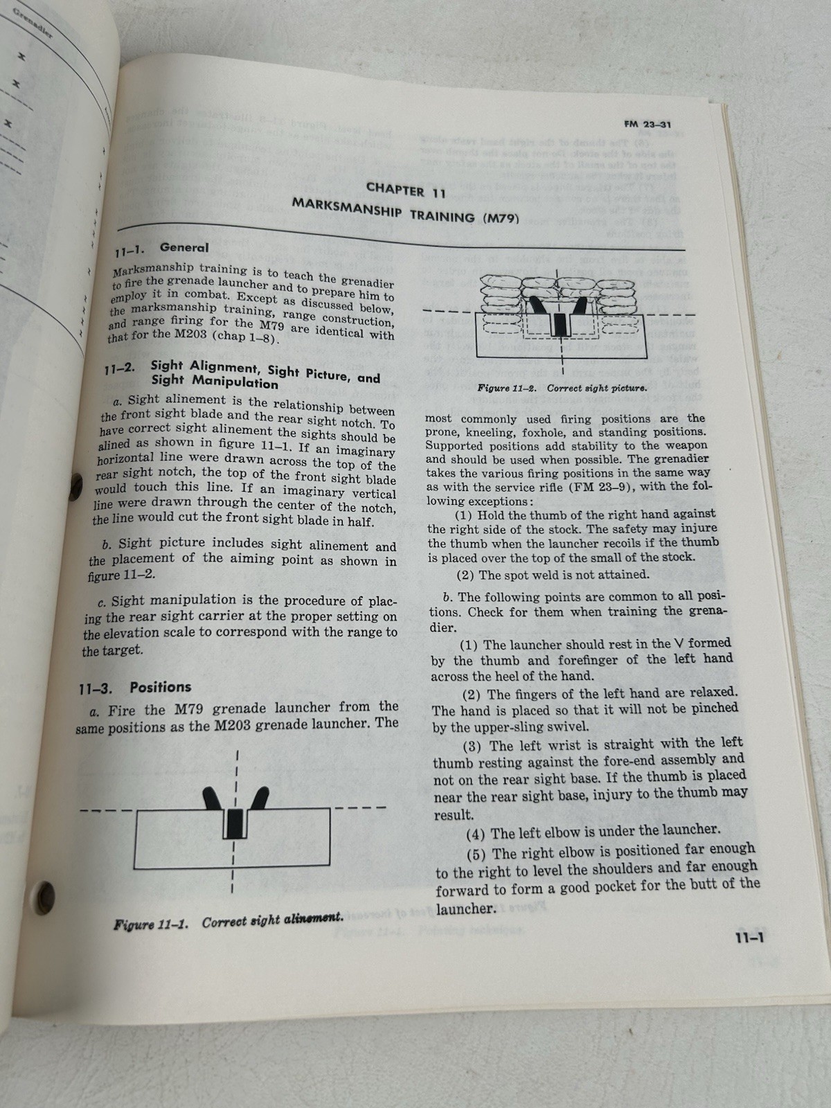 40-mm grenade launchers M203 and M79, 1972, FM 23-3 Original Manual With Change