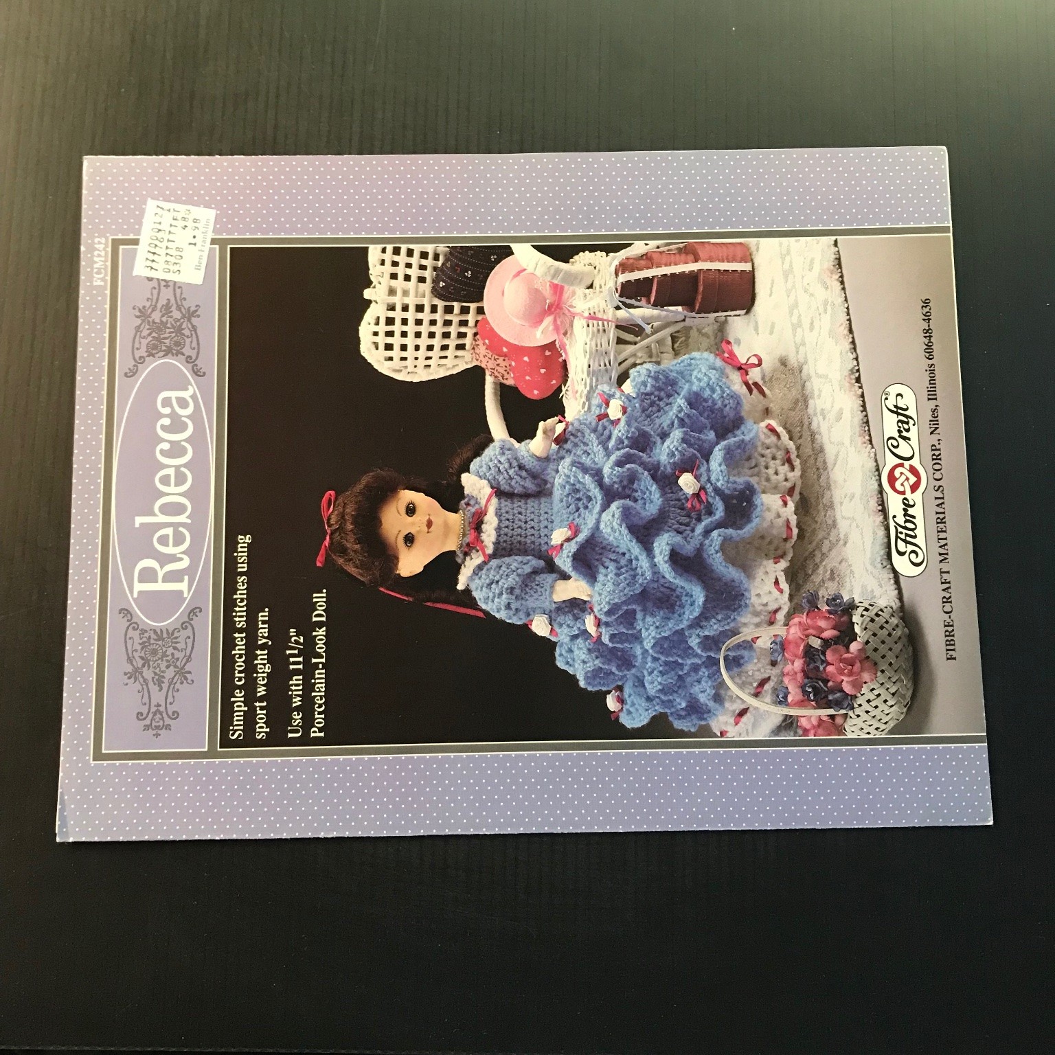 Rebecca Crochet Pattern Book 11.5″ Porcelain Doll Dress FCM242 1991